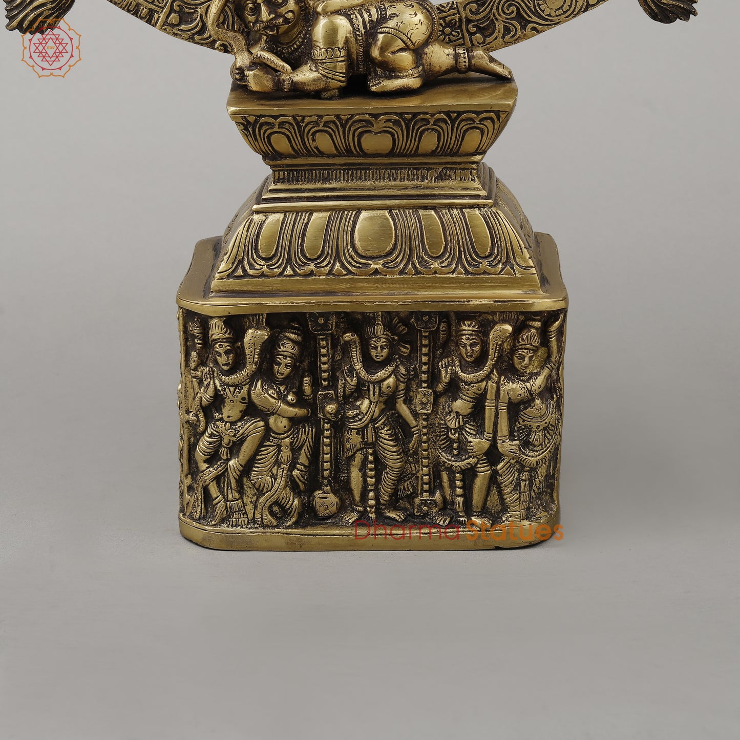 Brass Nataraj With Shiva & Parwati Postures On Base, Antique Golden Finish, 23"