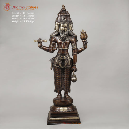 Brass Brahma Standing, Copper & Golden Finish, 39"