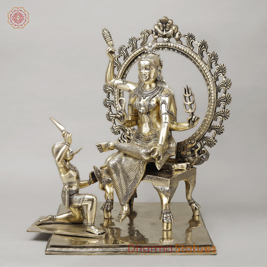 Brass Bagulamukhi with Frame, Fine Golden Finish, 24.5"