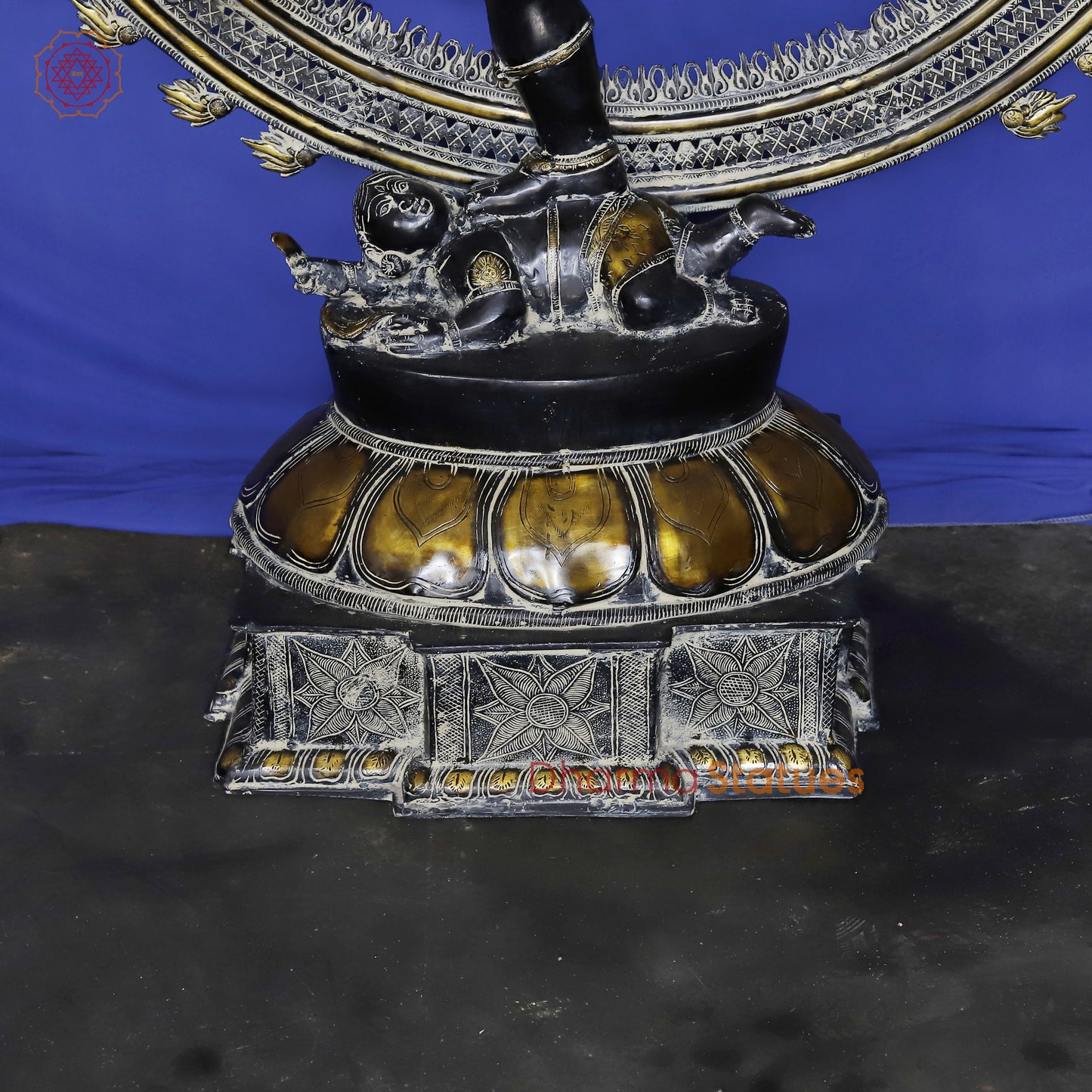 Brass Nataraja in Dancing Posture with Frame, Antique Finish 54"