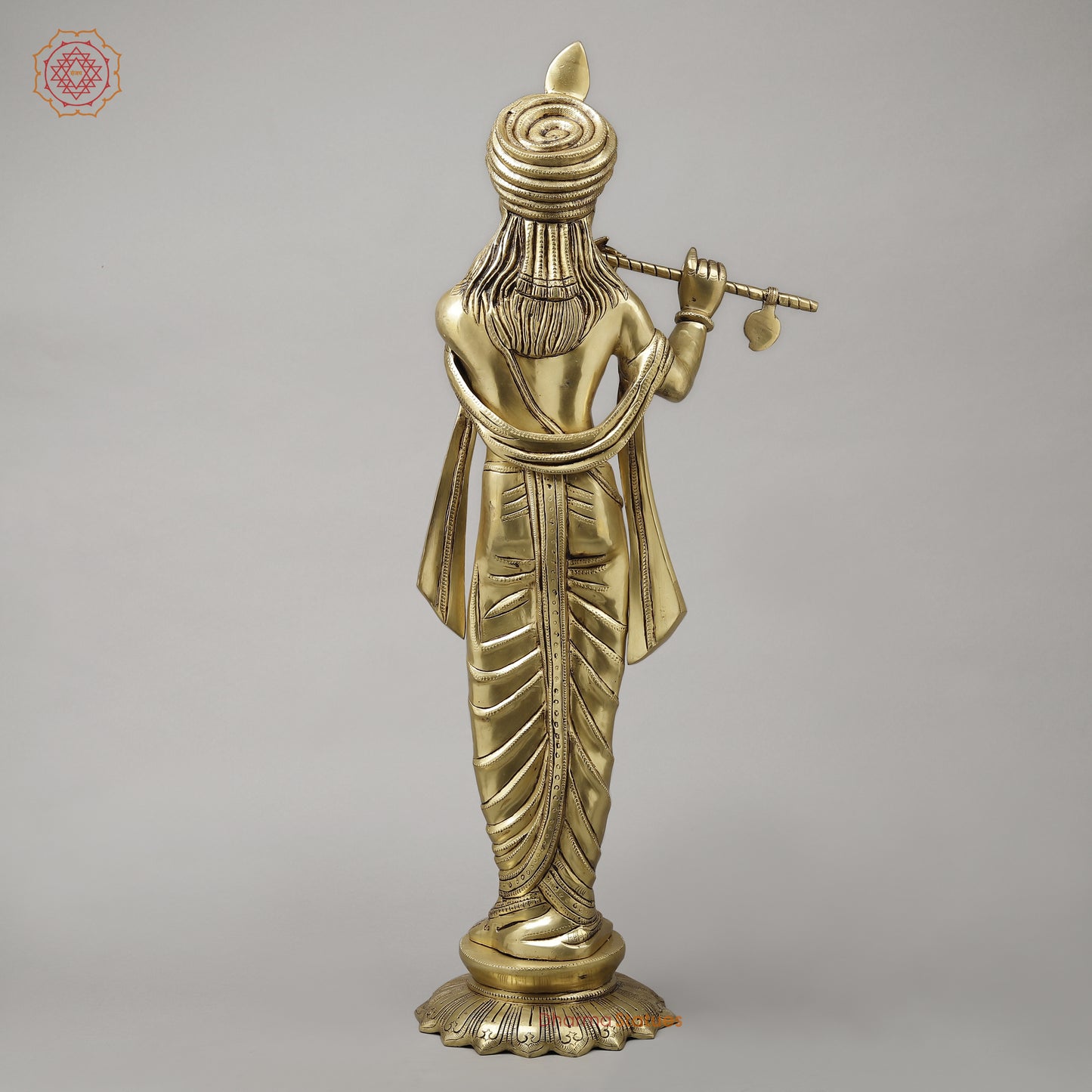 Brass Mathura Krishna Plating Flute, Golden Finish, 30"