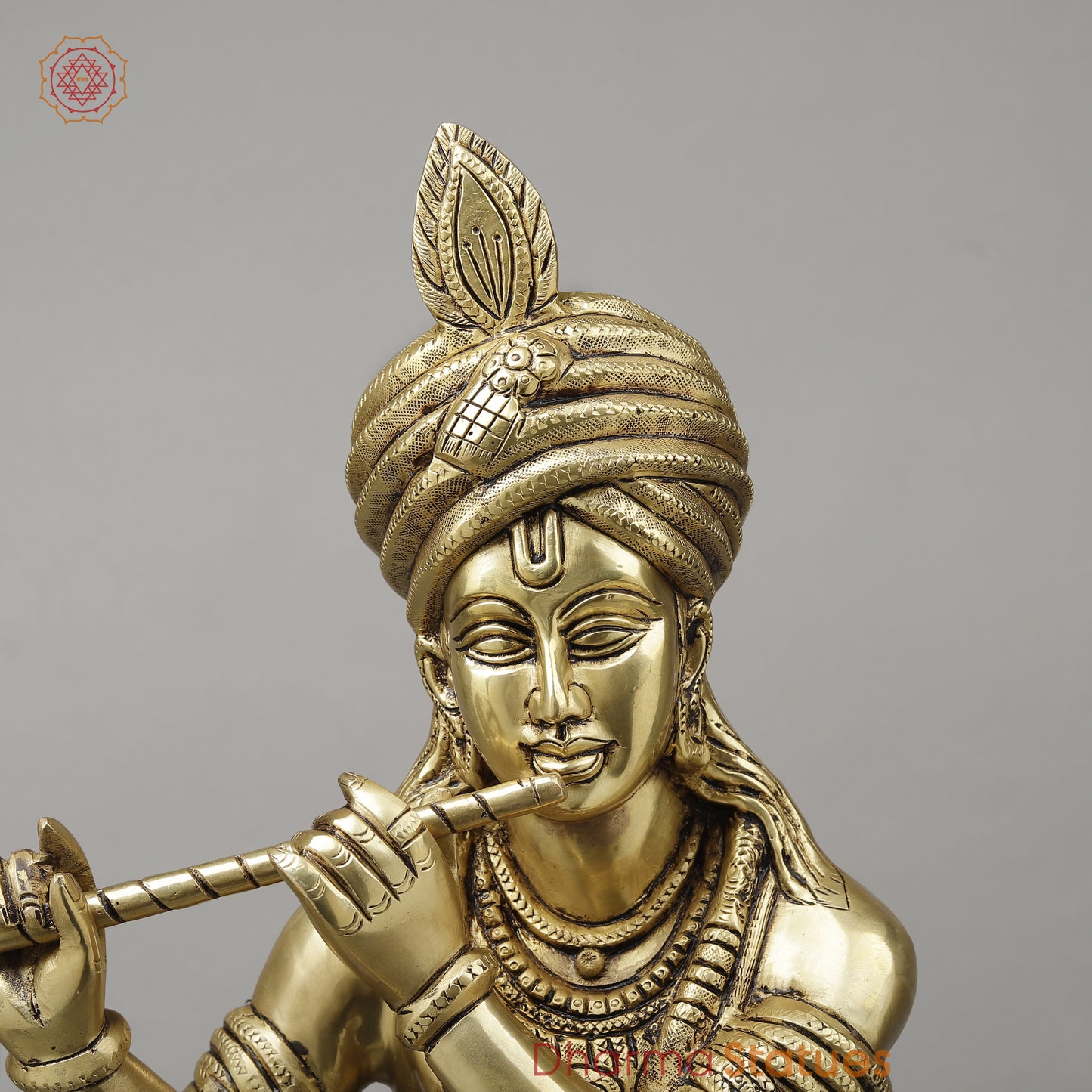 Brass Mathura Krishna Plating Flute, Golden Finish, 30"