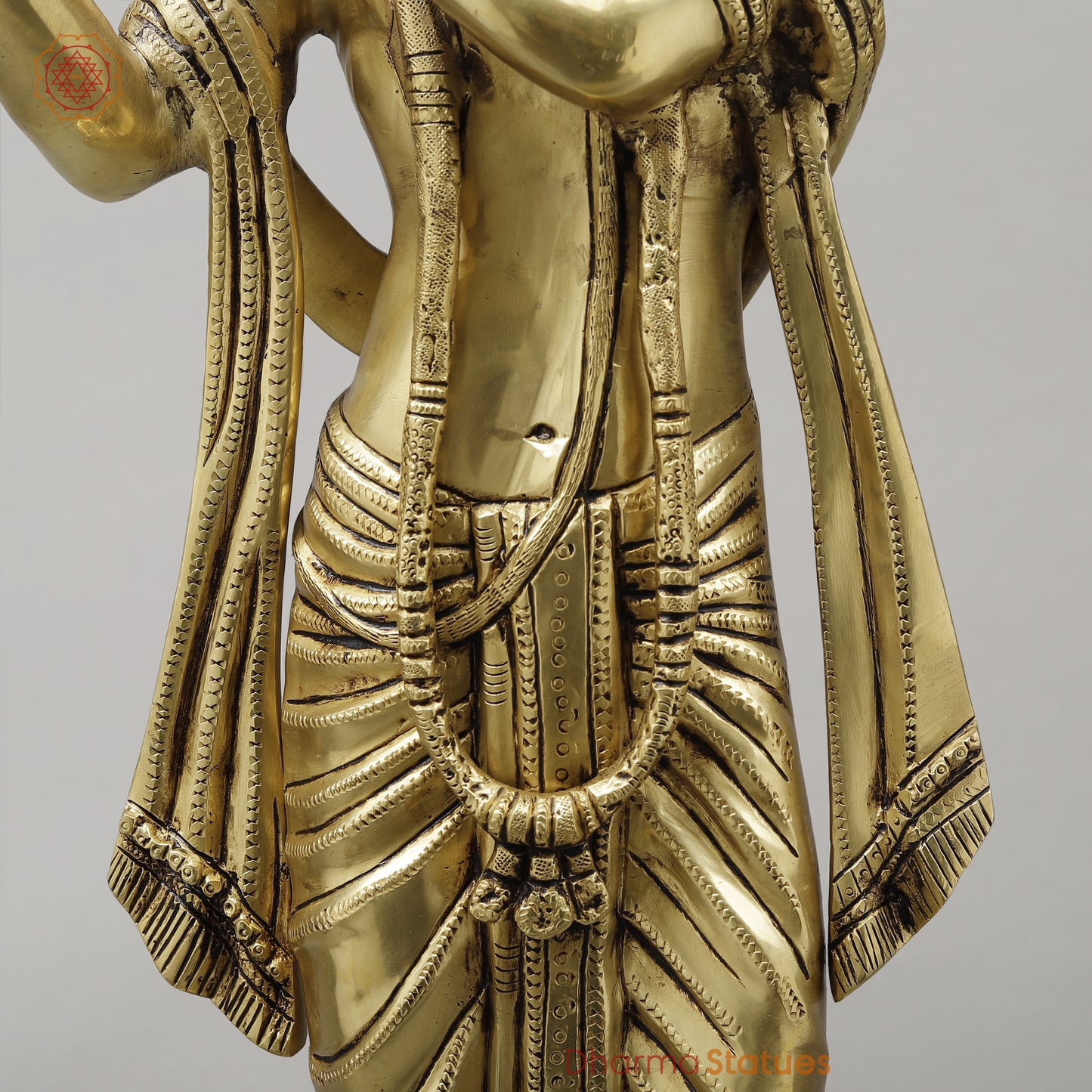 Brass Mathura Krishna Plating Flute, Golden Finish, 30"