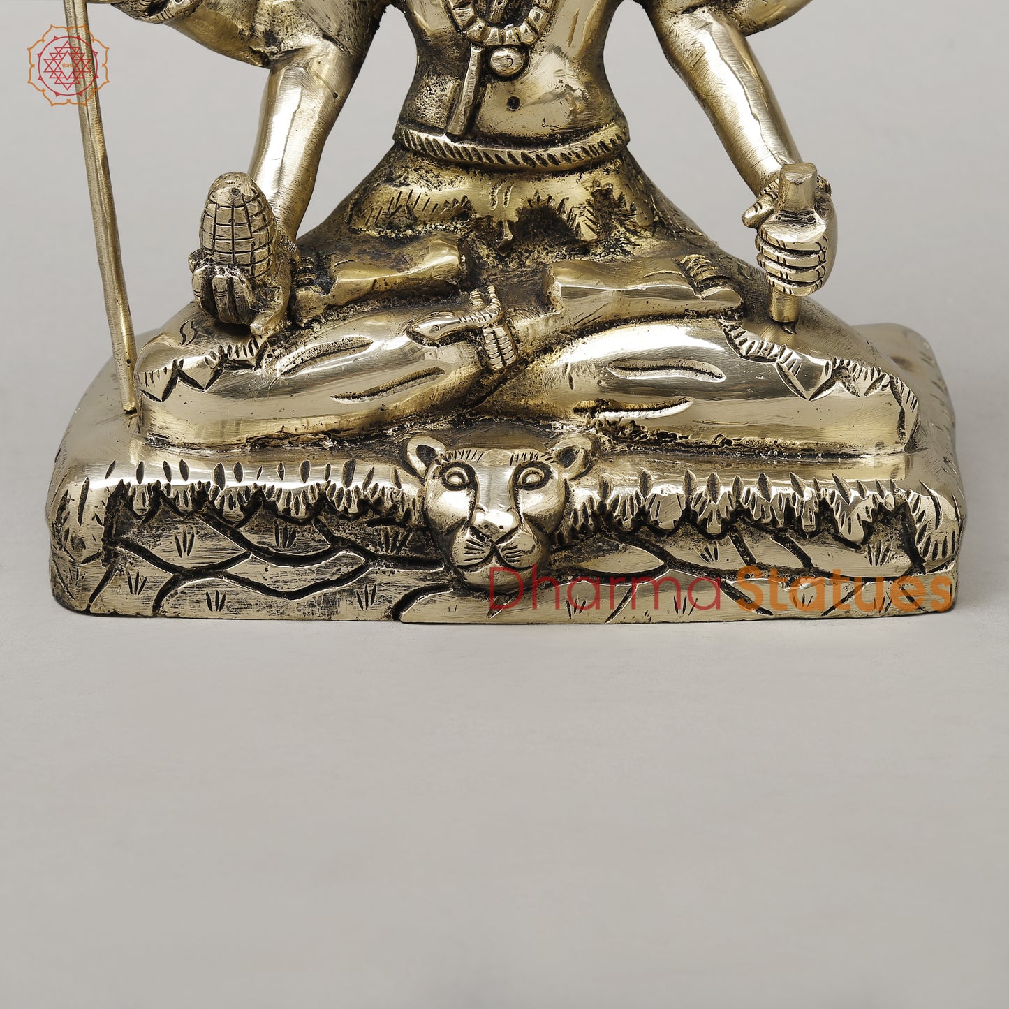 Brass Mahamritunjya Shiva with 6 Hands, Smooth Finish, 10"