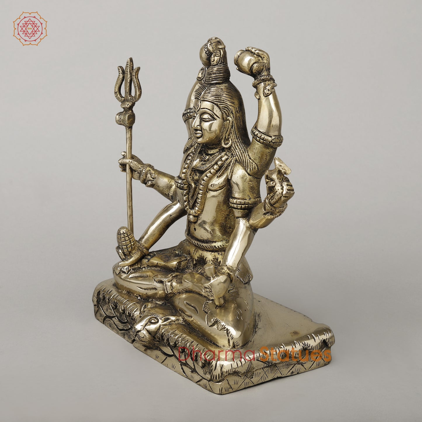 Brass Mahamritunjya Shiva with 6 Hands, Smooth Finish, 10"