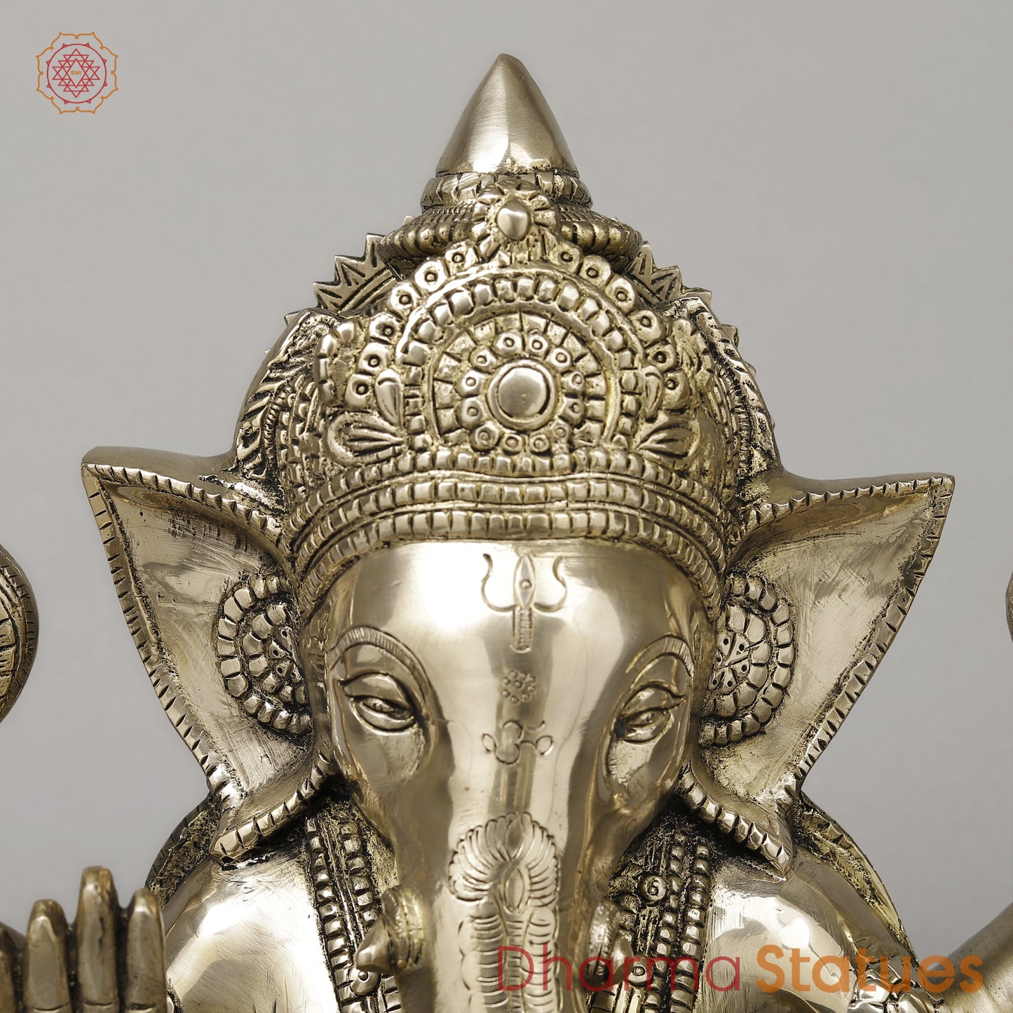 Brass Ganesh Seated in Blessing Posture, Smooth Finish, 14"