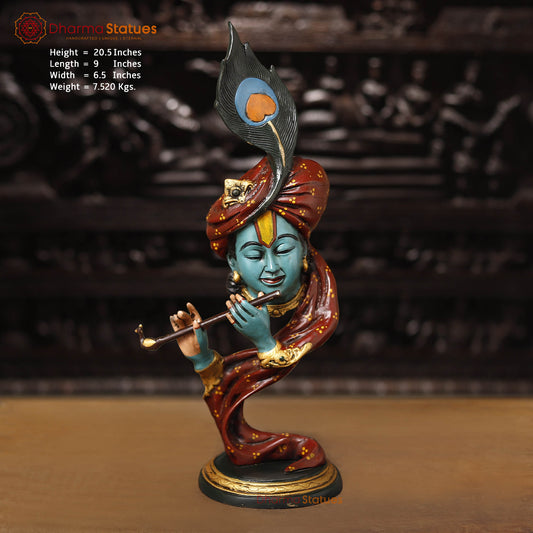 Brass Modern Krishna, Hand painted finish 20.5"