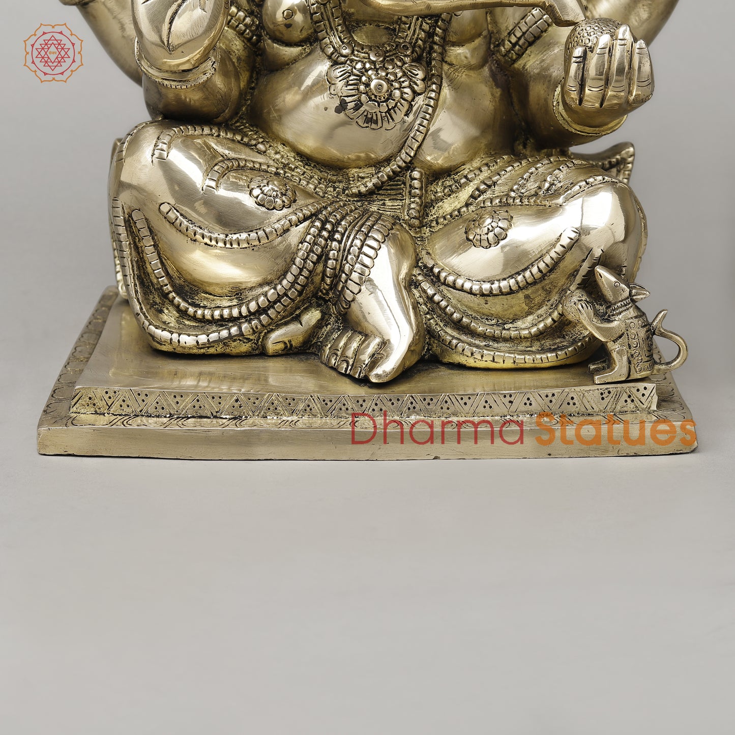 Brass Ganesh Seated in Blessing Posture, Smooth Finish, 14"
