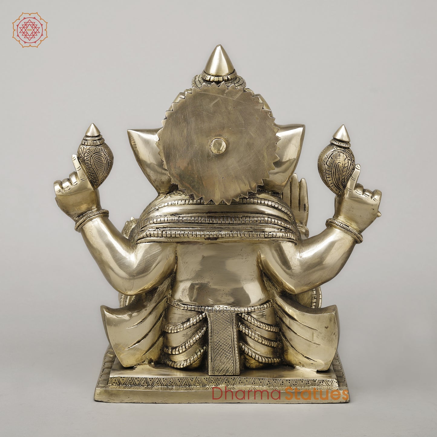 Brass Ganesh Seated in Blessing Posture, Smooth Finish, 14"