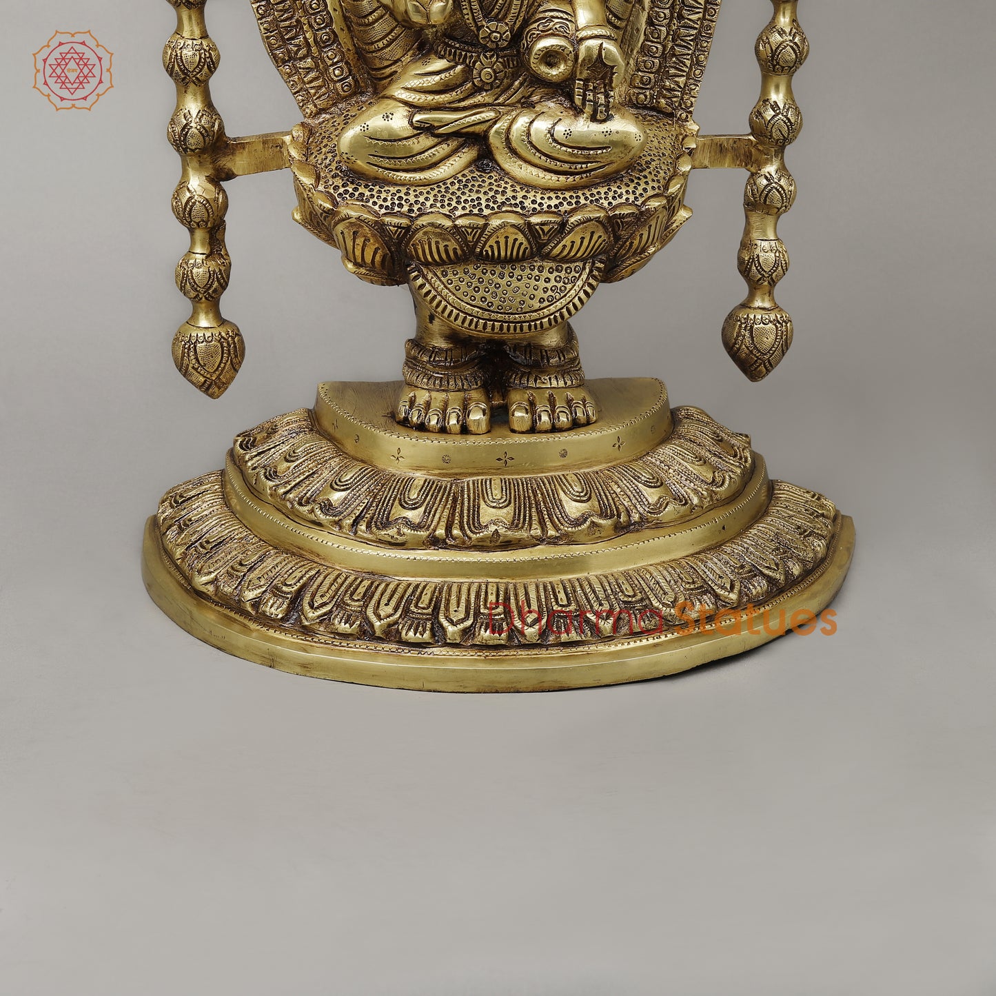 Brass Tirupati Balaji (Venkateshvara Swami) with Lakshmi, Golden Finish, 34.5"