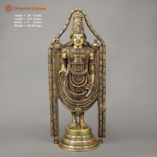 Brass Tirupati Balaji (Universal God), Fine gold Finish 30"