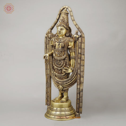 Brass Tirupati Balaji (Universal God), Fine gold Finish 30"