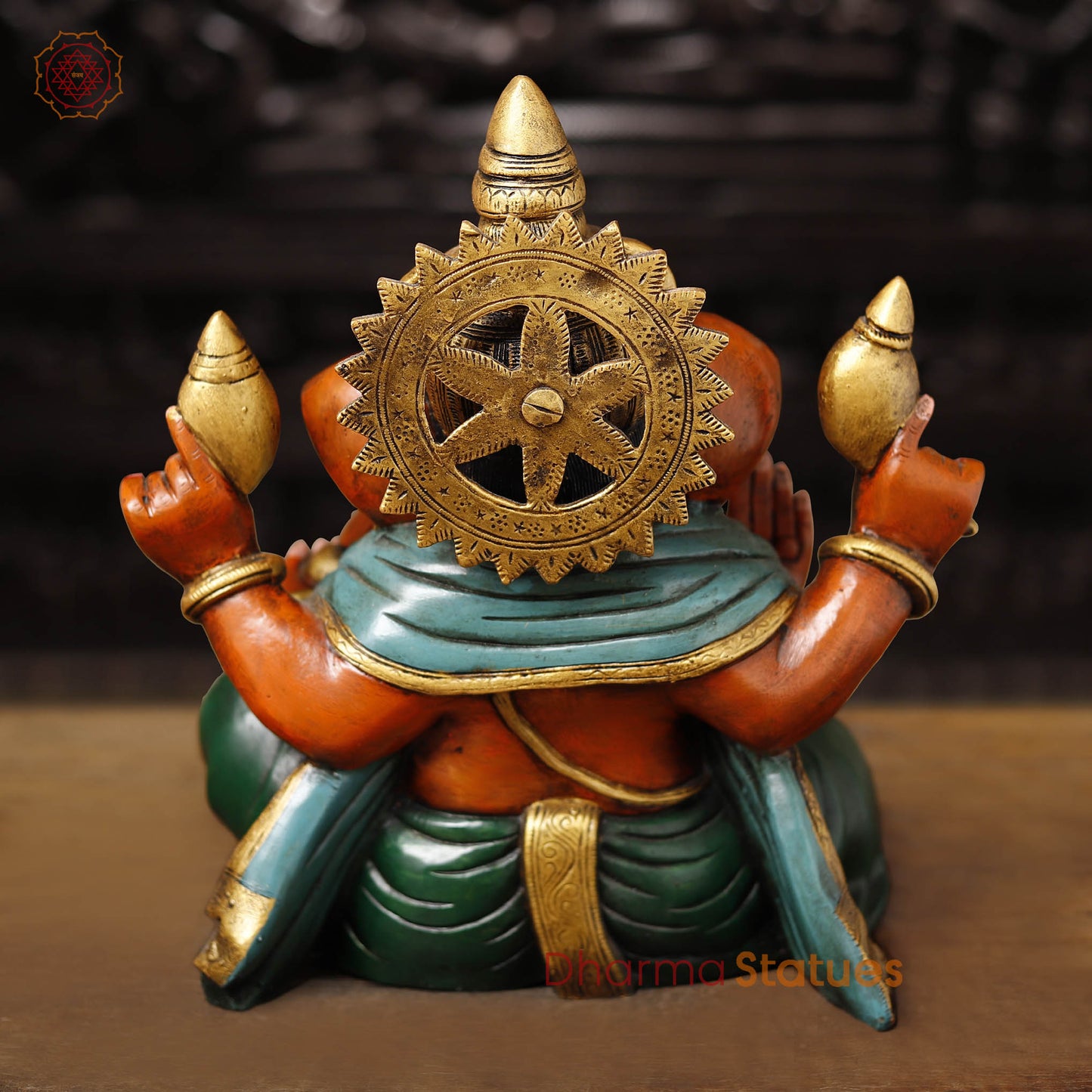 Brass Ganesh Seated, Multi-Color Finish, 13"