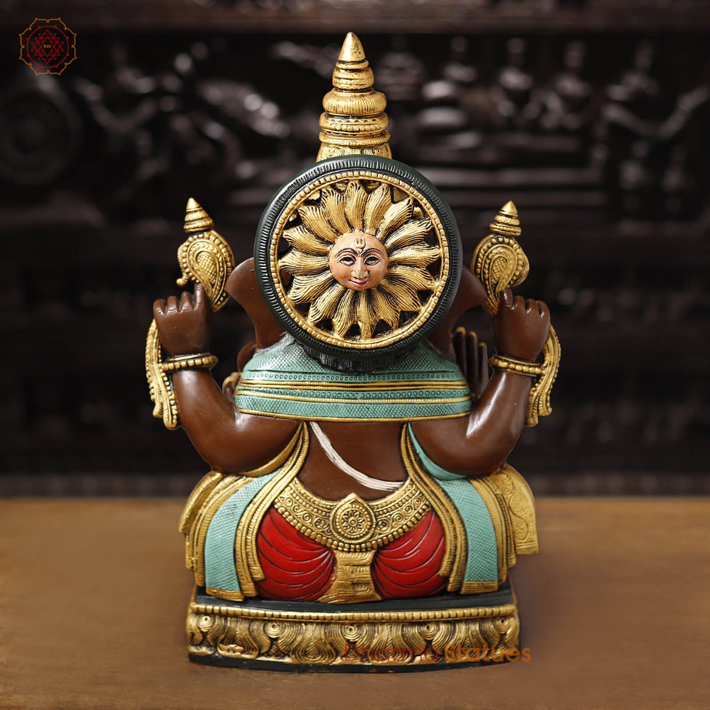Brass Ganesh Seated Beautifully Hand Painted 21"