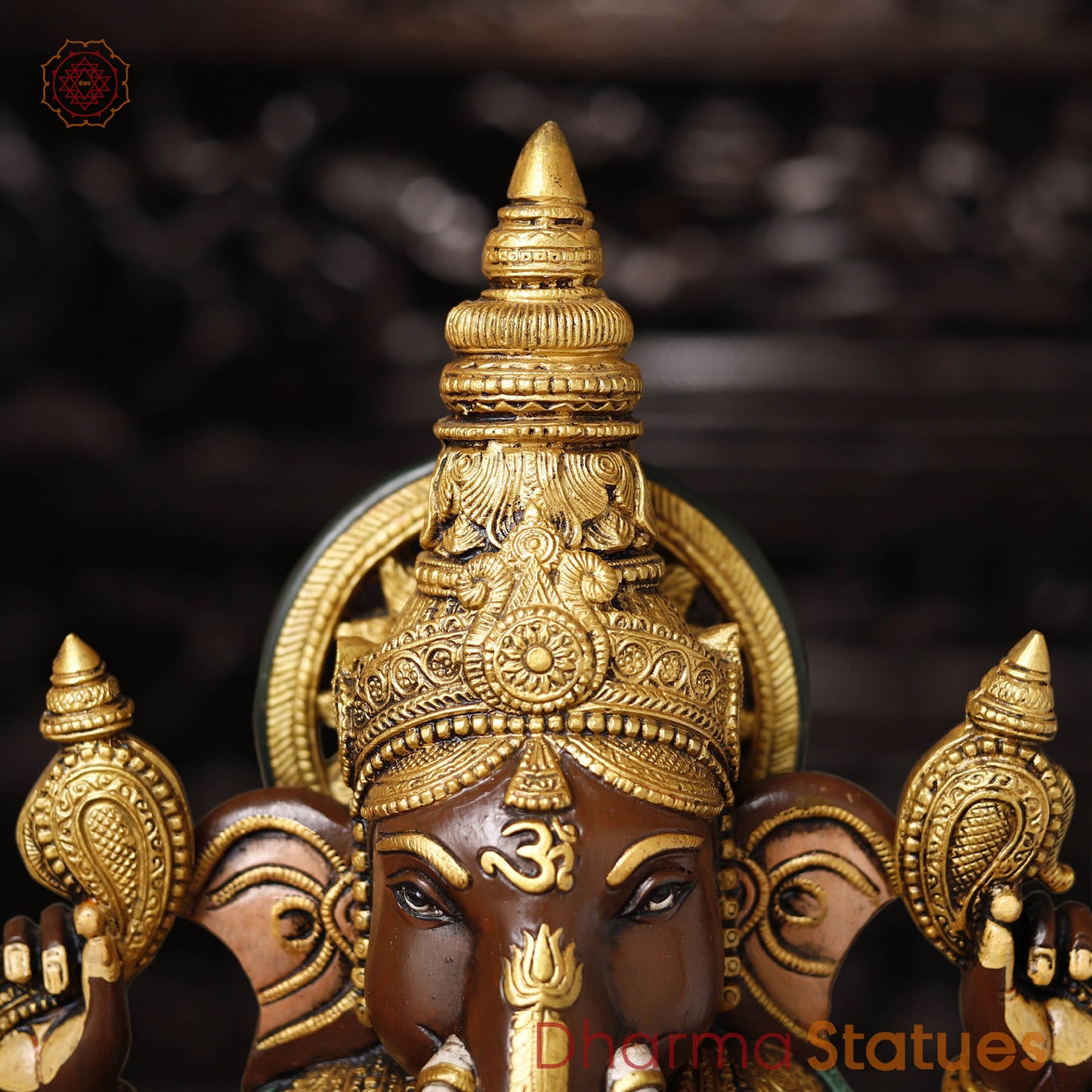 Brass Ganesh Seated Beautifully Hand Painted 21"