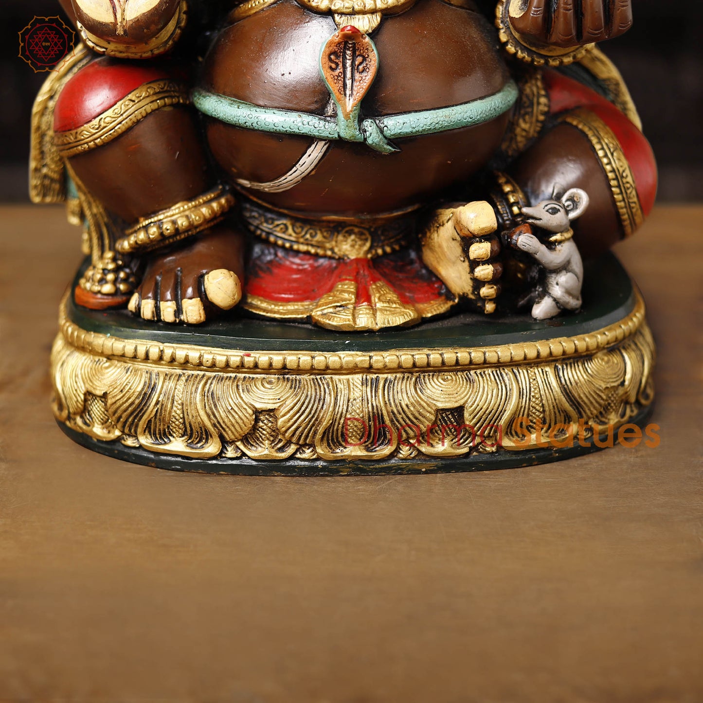 Brass Ganesh Seated Beautifully Hand Painted 21"