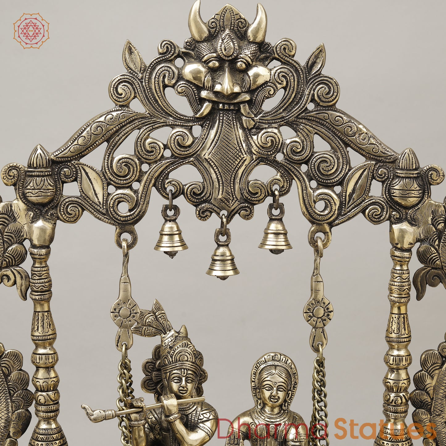 Brass Radha & Krishna Jhula, Smooth Finish, 26.5"