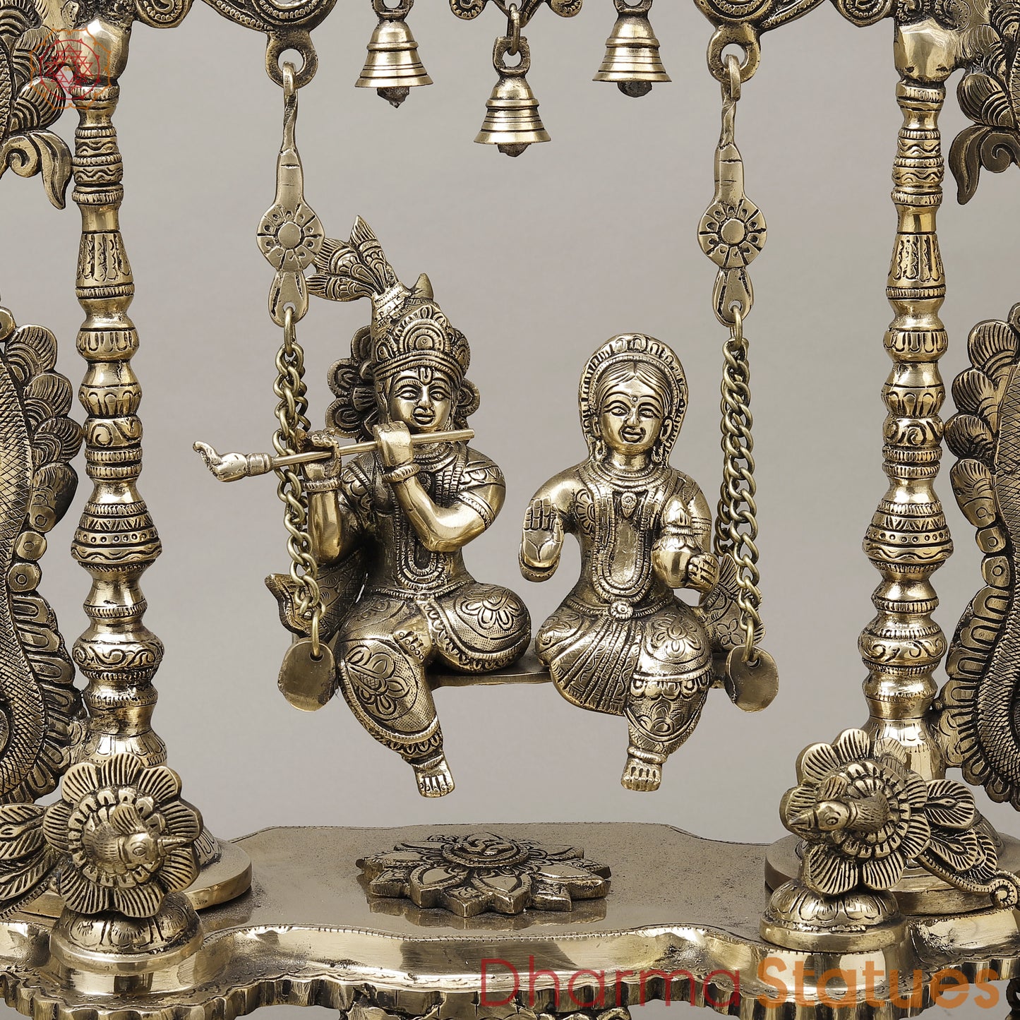 Brass Radha & Krishna Jhula, Smooth Finish, 26.5"