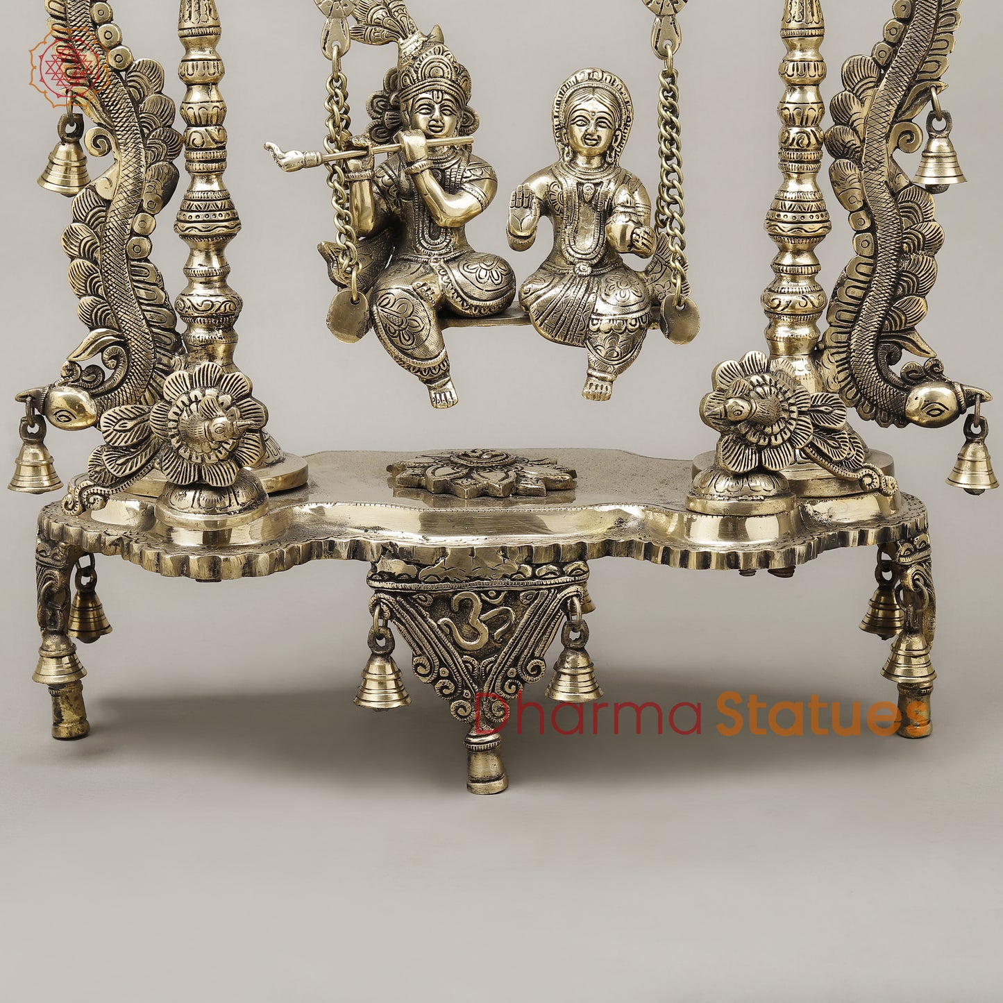 Brass Radha & Krishna Jhula, Smooth Finish, 26.5"