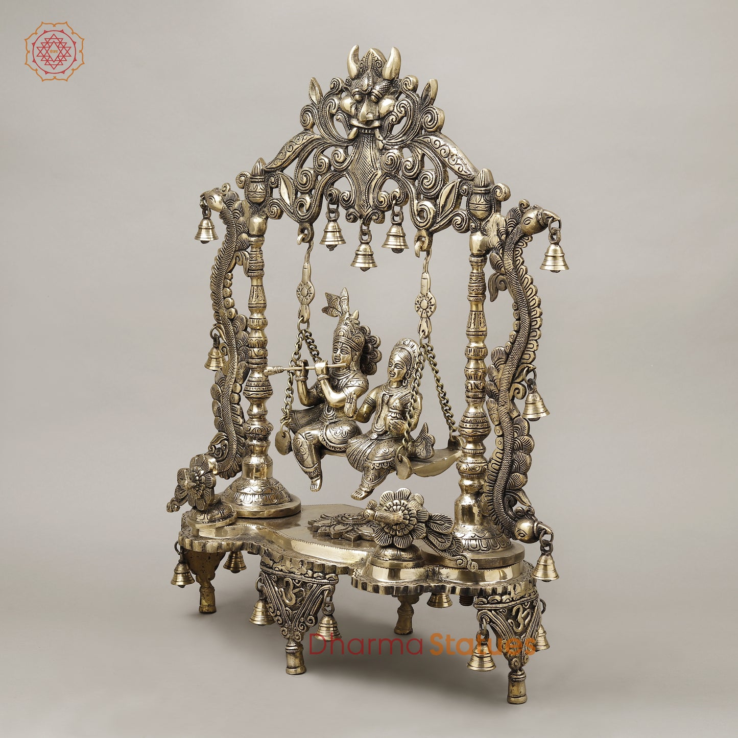 Brass Radha & Krishna Jhula, Smooth Finish, 26.5"