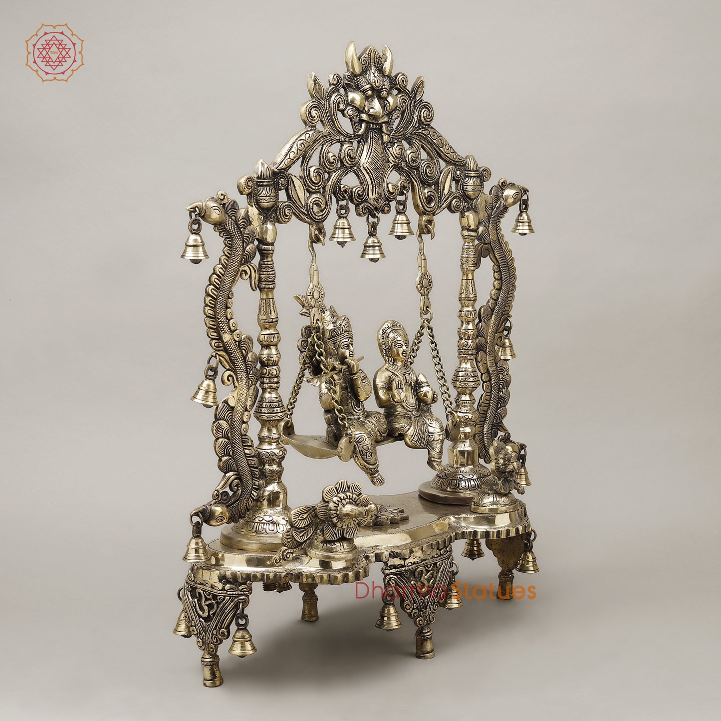 Brass Radha & Krishna Jhula, Smooth Finish, 26.5"