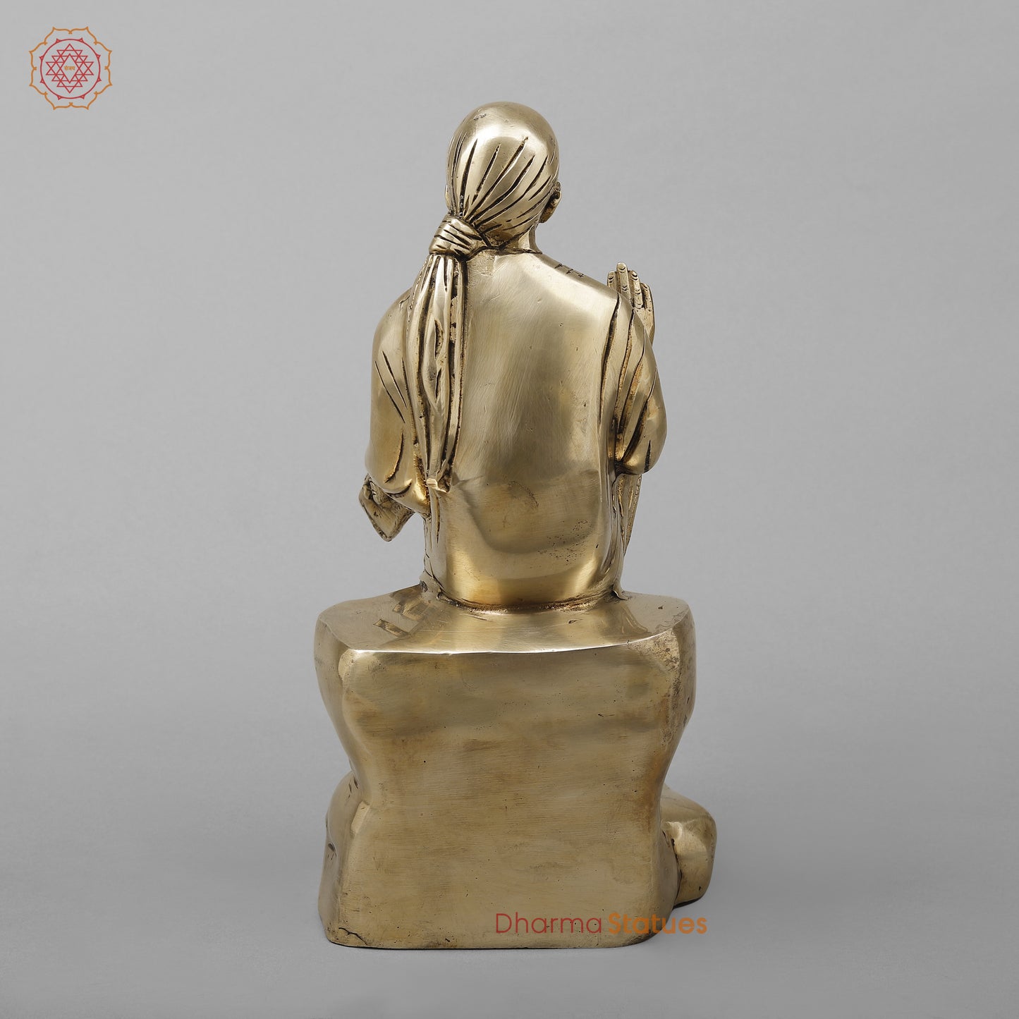 Brass Shirdi Sai Baba in Blessing Posture, Golden Finish, 12.5"