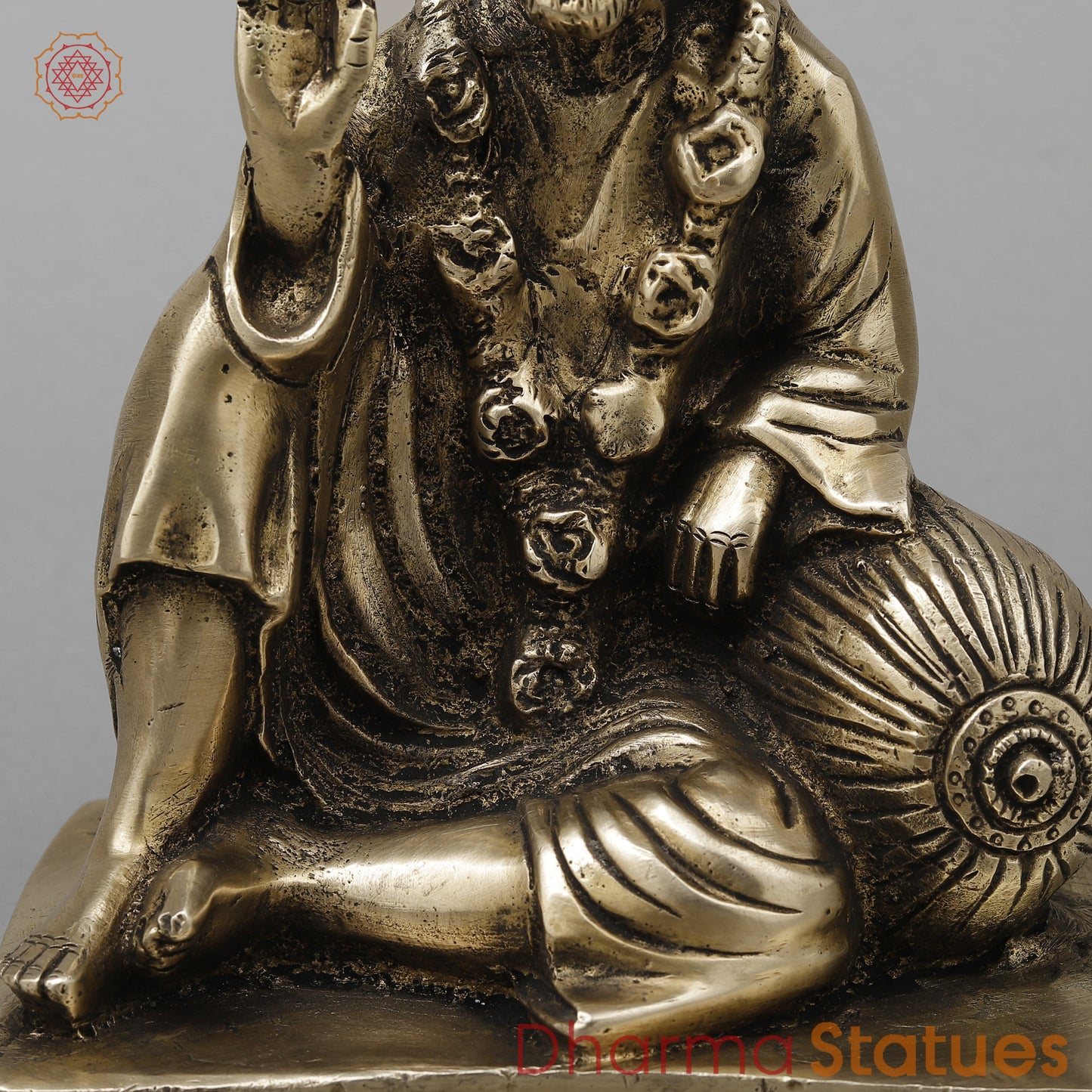 Brass Shirdi Sai Baba, Golden Finish, 6.5"