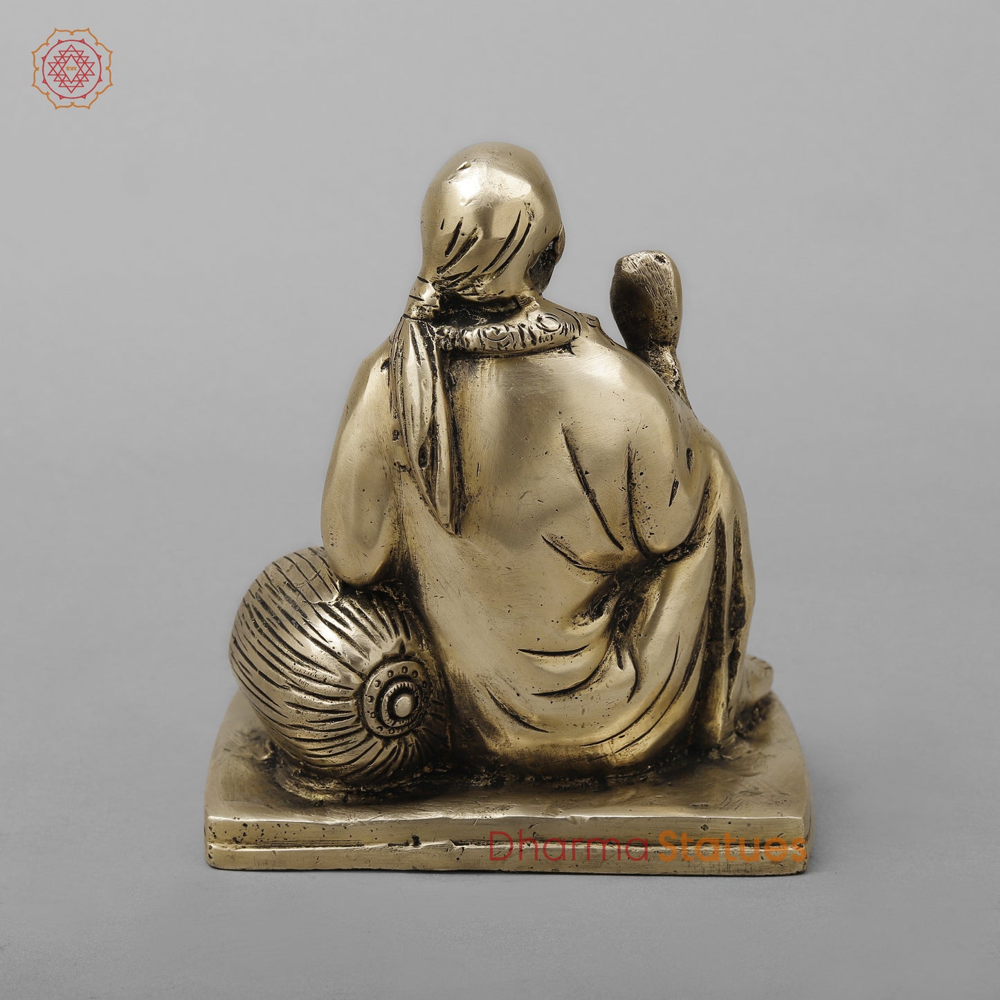 Brass Shirdi Sai Baba, Golden Finish, 6.5"