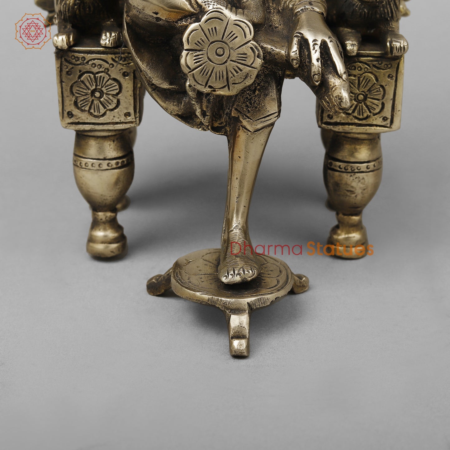 Brass Shirdi Sai Baba Seated on Throne, Golden Finish, 9"