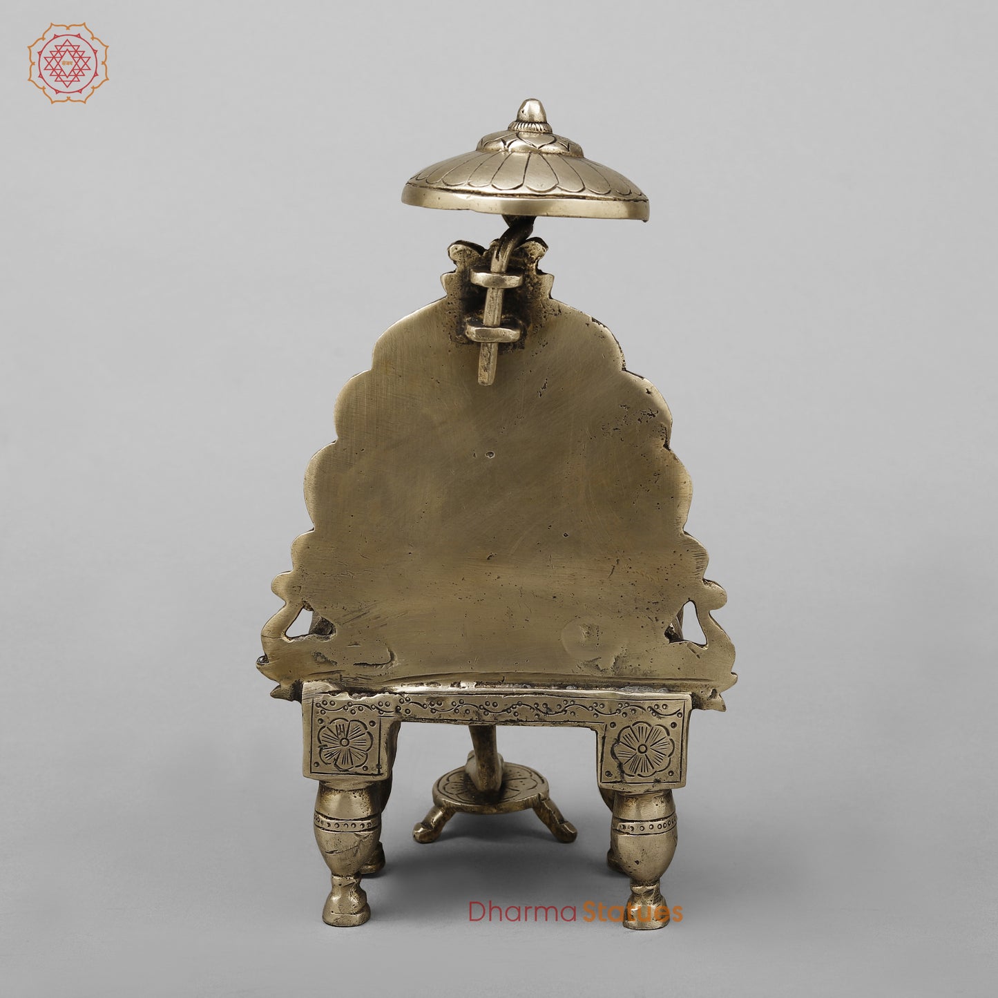 Brass Shirdi Sai Baba Seated on Throne, Golden Finish, 9"