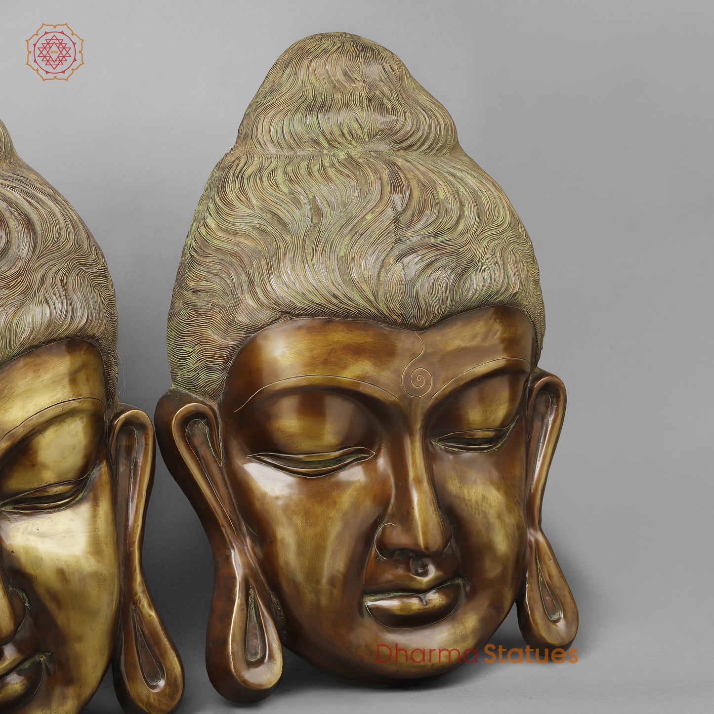 Brass Buddha Head , Copper Finish 29"