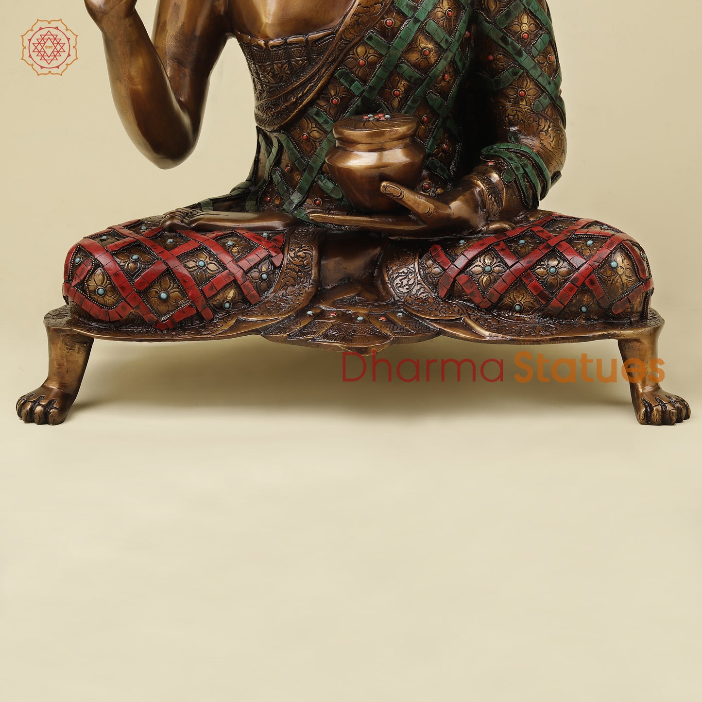 Brass Buddha Seated, Copper & Stone Finish, 25.5"