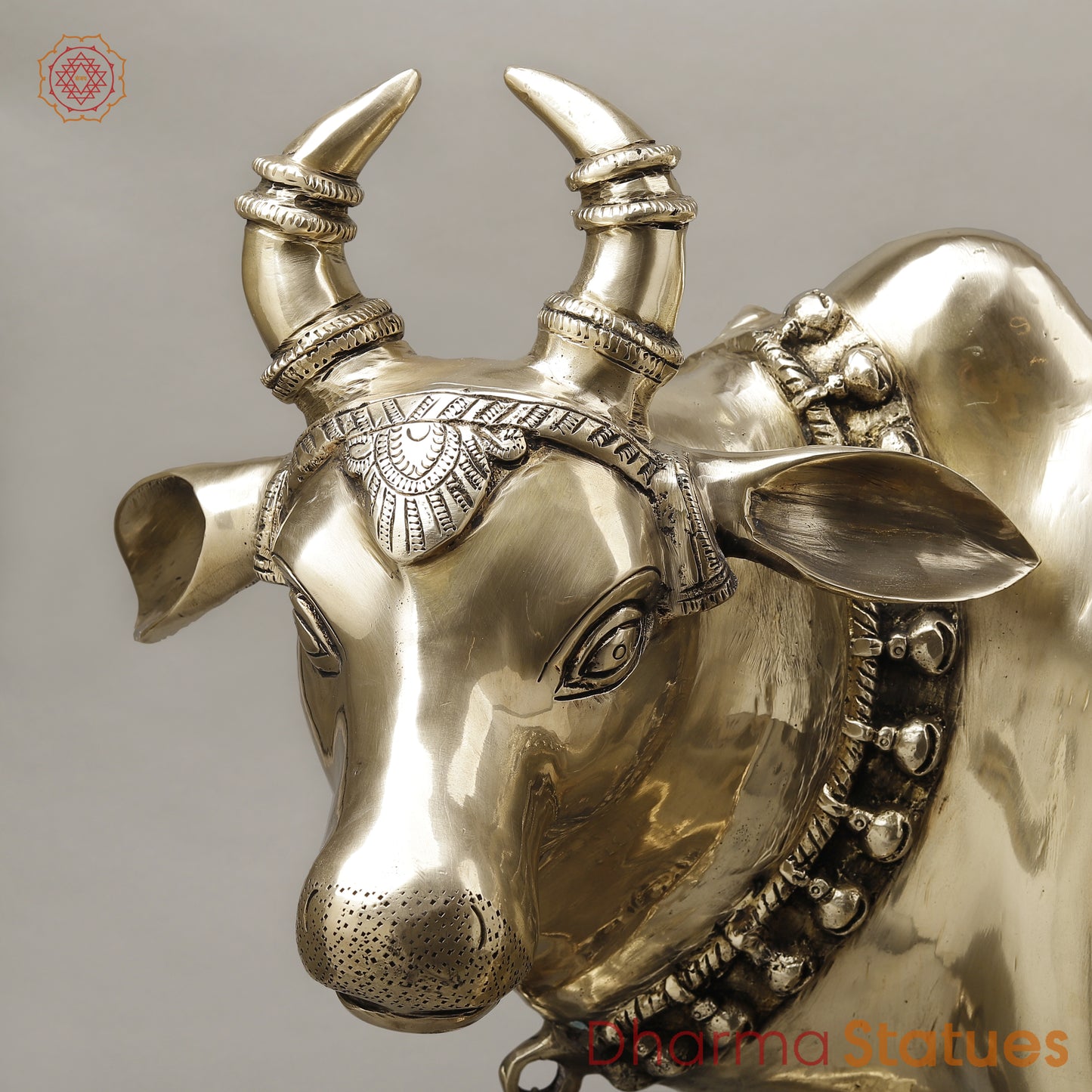 Brass Cow With Calf (Kamdhenu), Smooth Finish, 26"