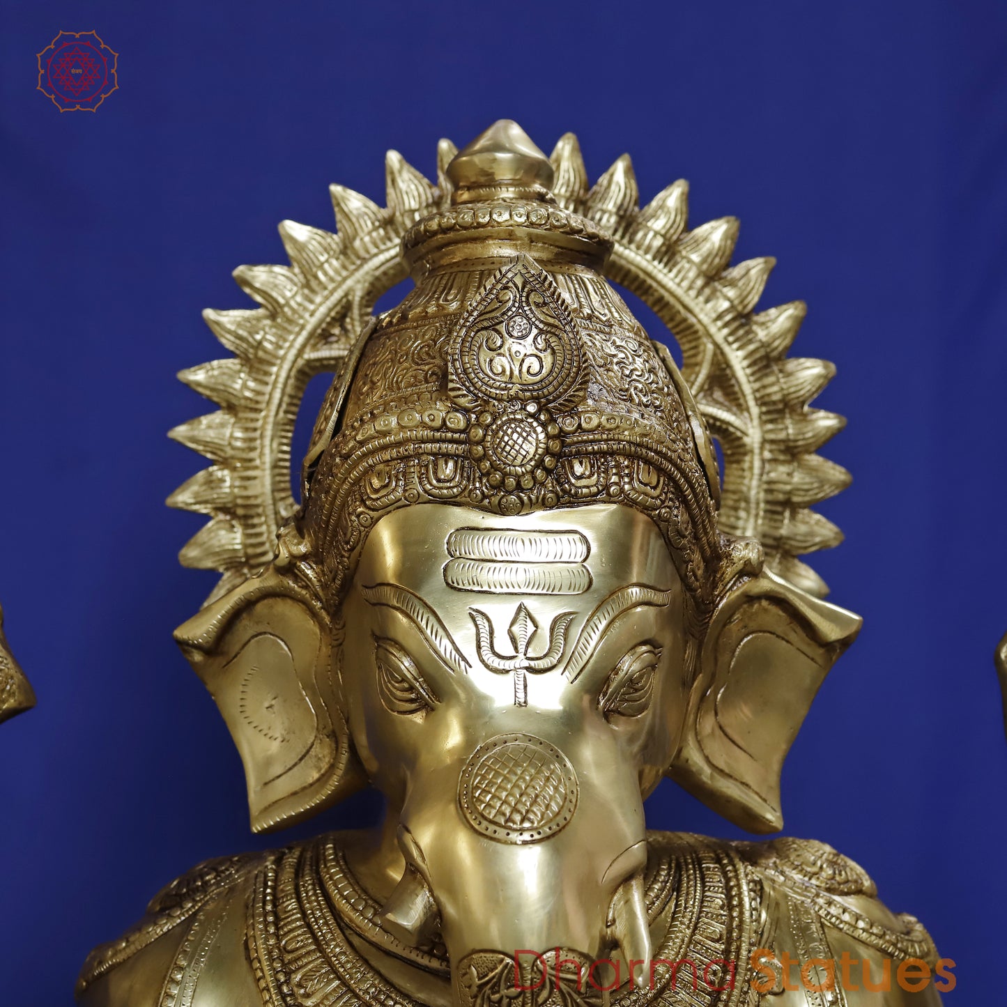 Brass Ganesh Standing, Smooth Golden Finish, 50"