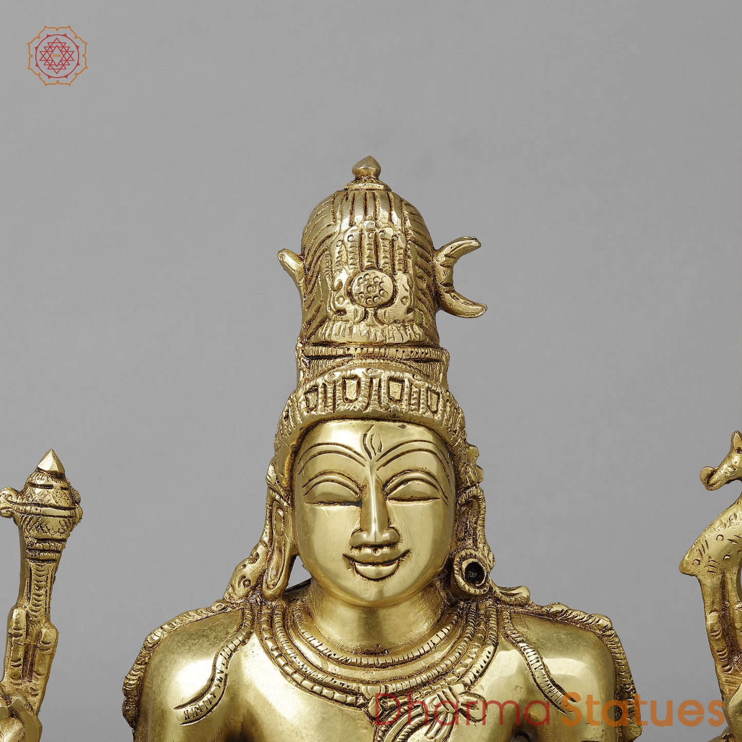 Brass Pashupatinath seated on Pedestal, Golden Finish, 14.5"