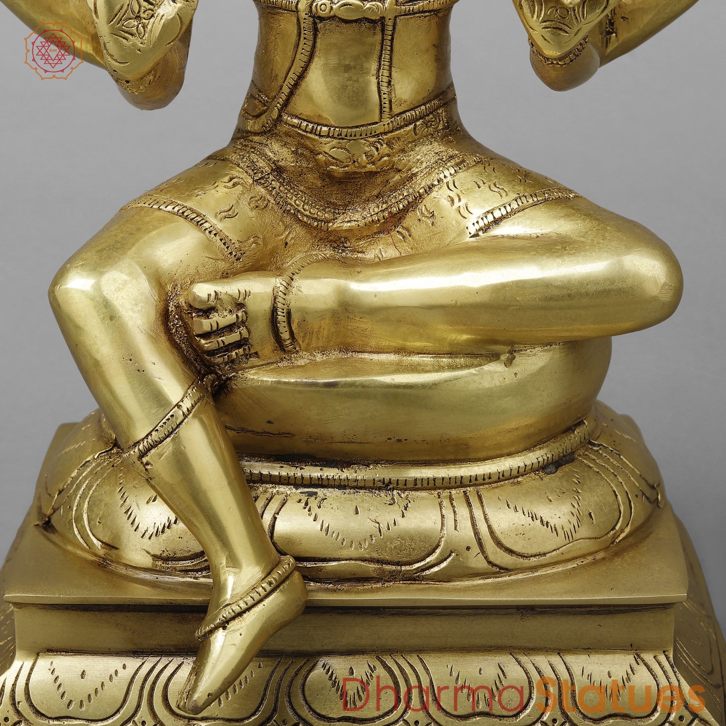 Brass Pashupatinath seated on Pedestal, Golden Finish, 14.5"
