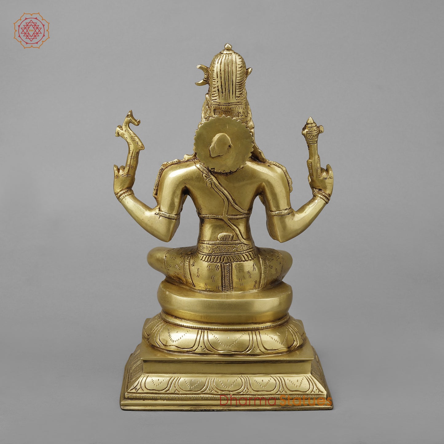 Brass Pashupatinath seated on Pedestal, Golden Finish, 14.5"
