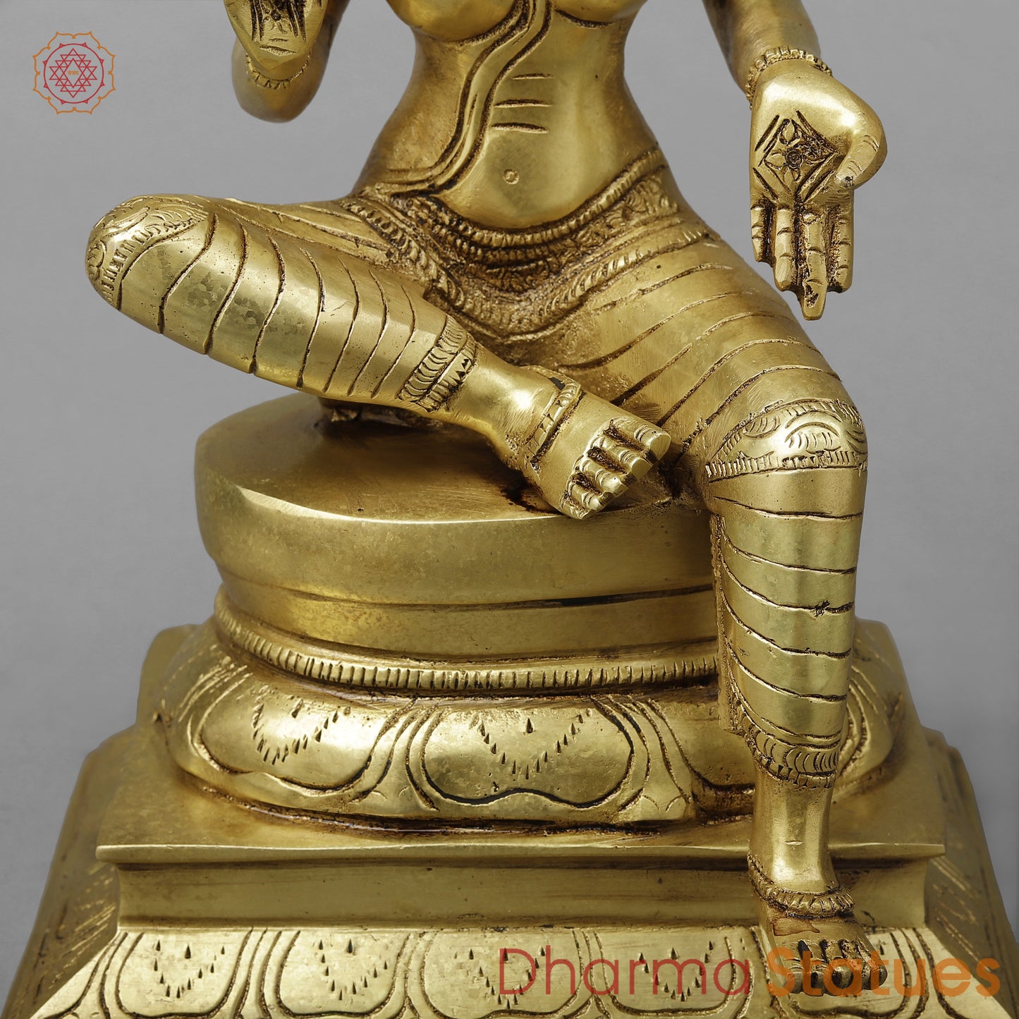 Brass Parvati in Lalita Roop, Golden Finish, 12"
