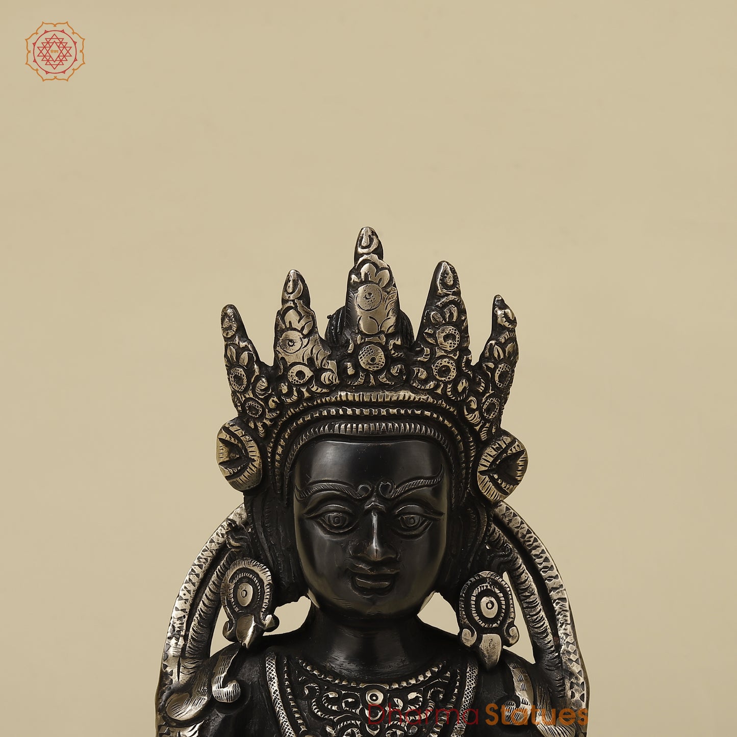 Brass Kuber Idol, Black Patina with Golden Finish, 12"