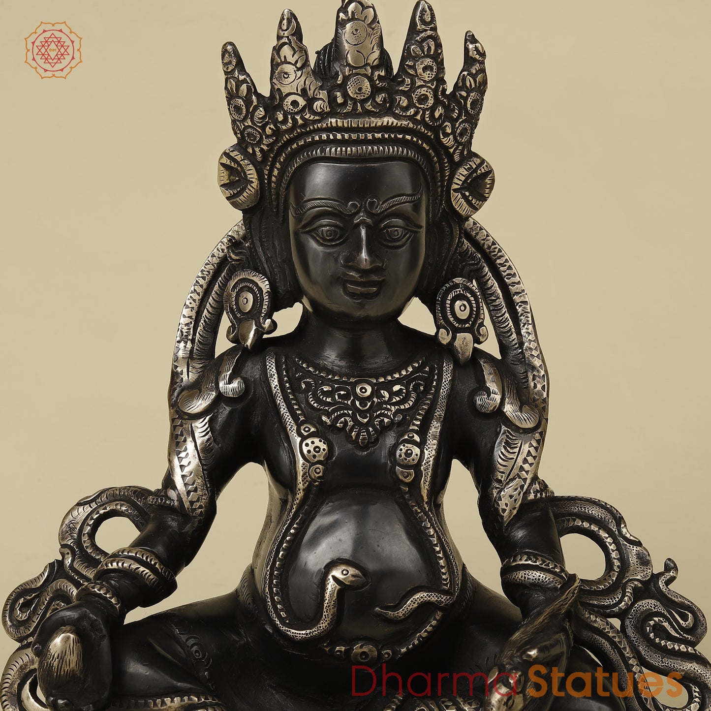 Brass Kuber Idol, Black Patina with Golden Finish, 12"