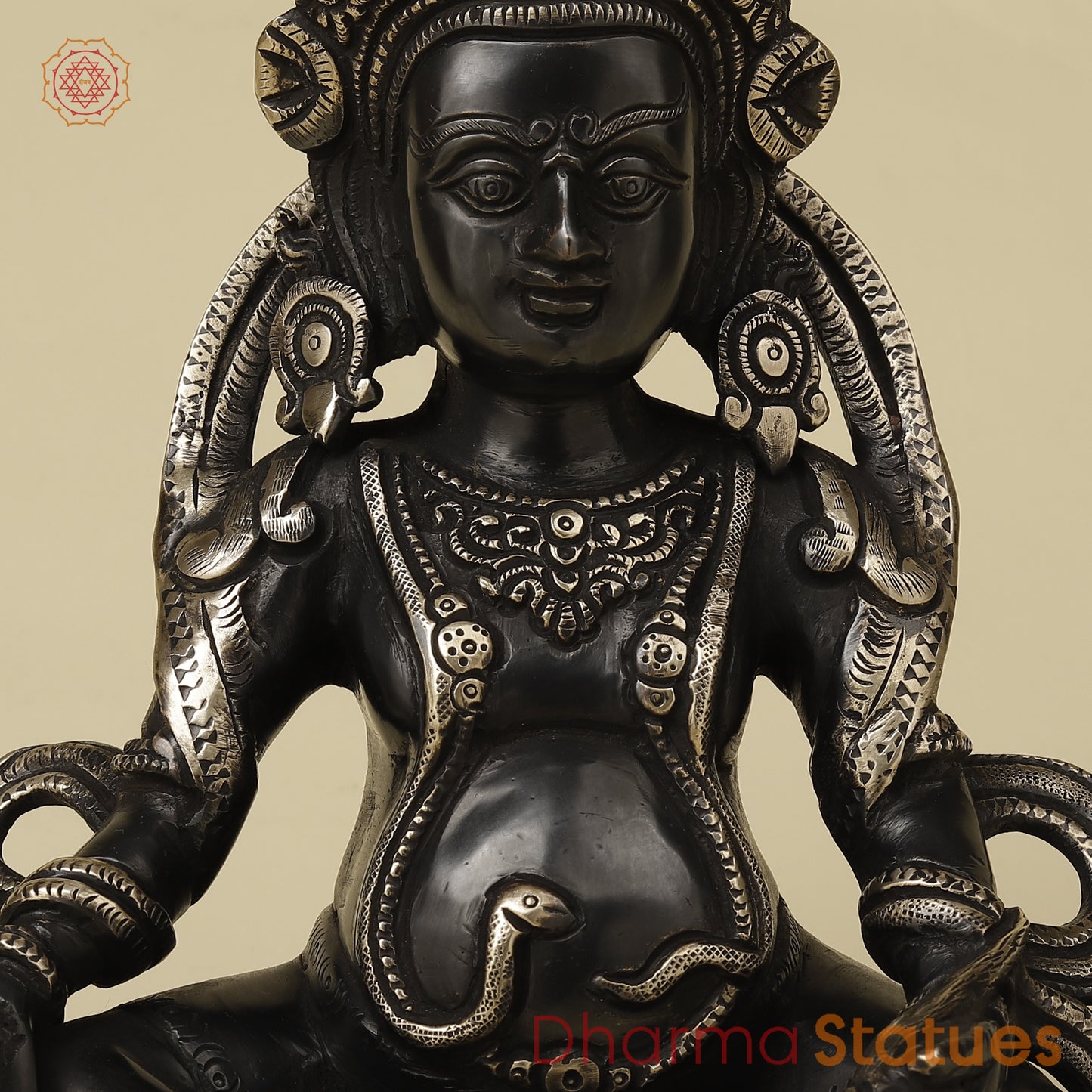 Brass Kuber Idol, Black Patina with Golden Finish, 12"