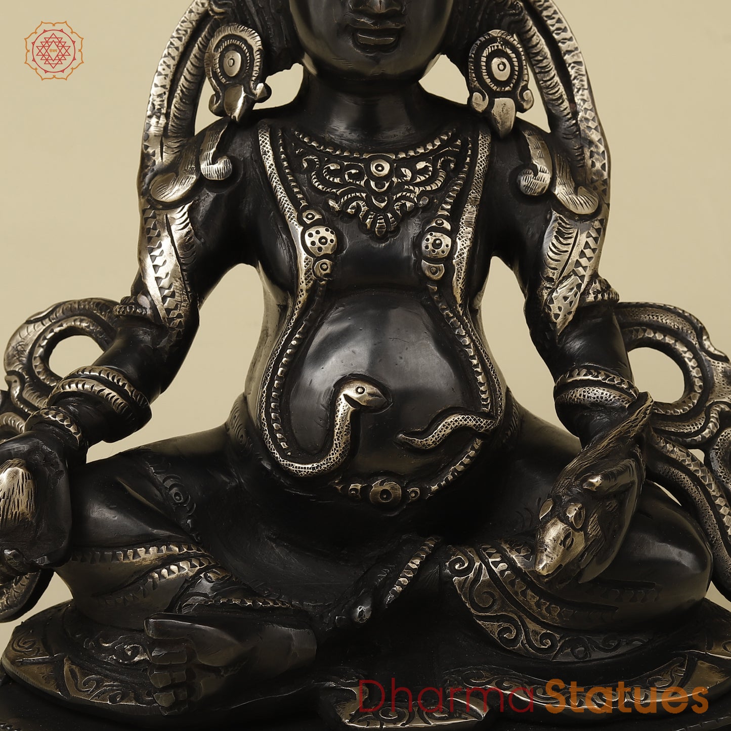 Brass Kuber Idol, Black Patina with Golden Finish, 12"