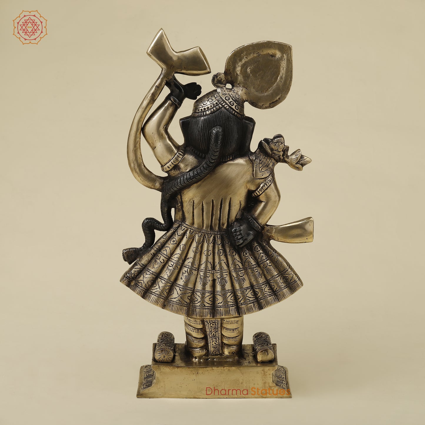 Brass Krishna as Shrinath Ji, Black & Gold Finish, 17"