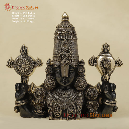 Brass Tirupati Balaji Wall Hanging, Black Patina & Golden Finish, 18.5'