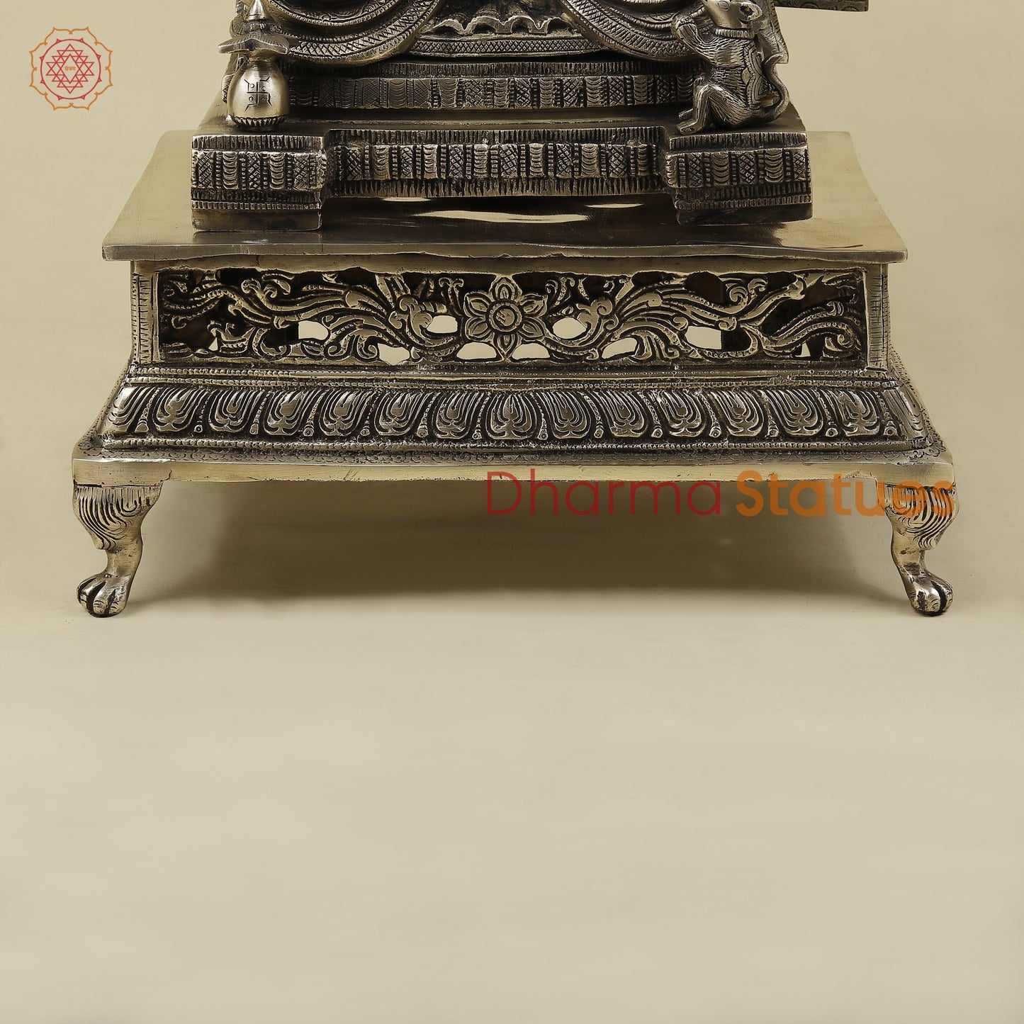 Brass Ganesh seated with Frame, Golden Finish, 29"