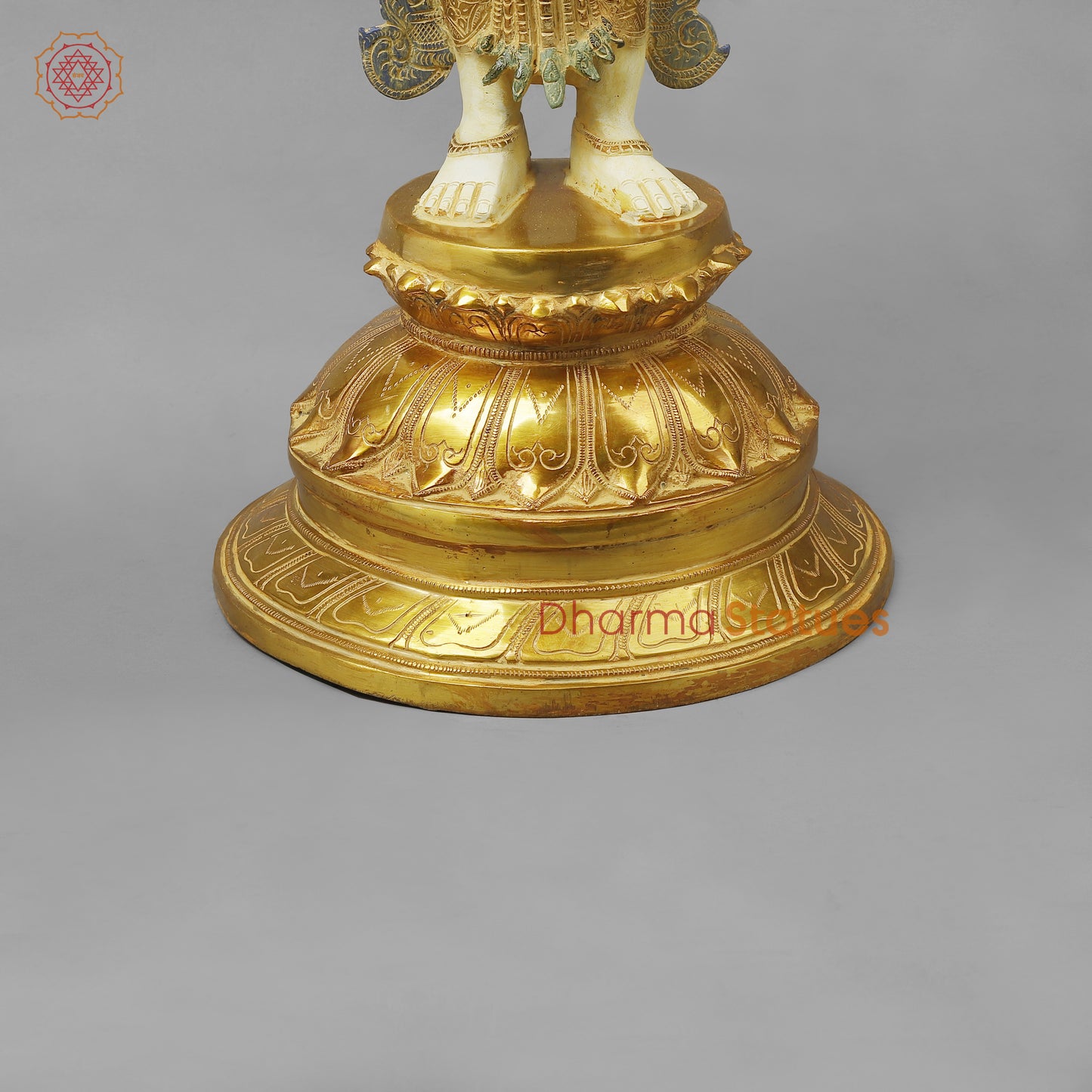 Brass Lakshmi standing on Lotus Pedestal, Multi-Color Finish, 40"