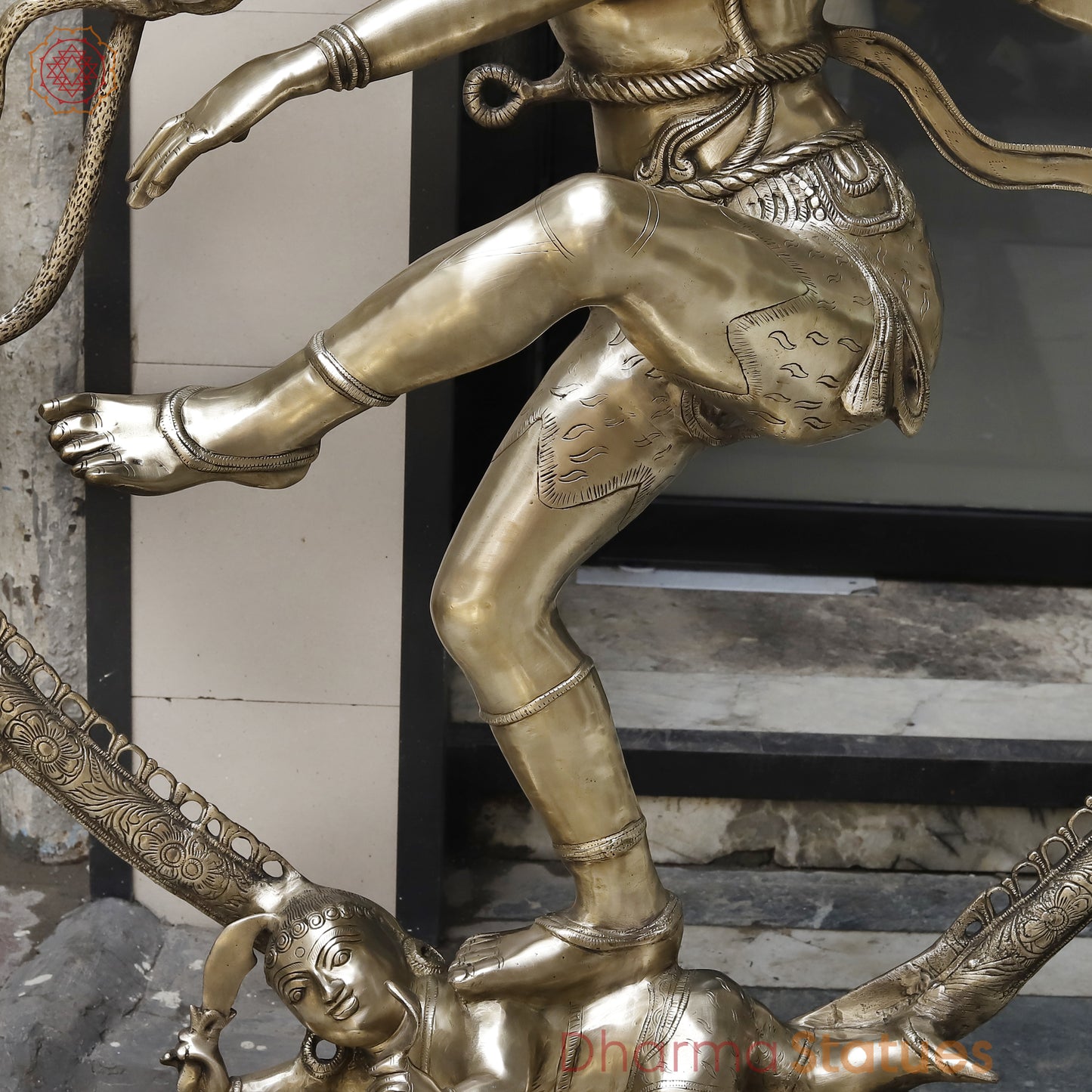 Brass Nataraj with Frame, Golden Finish, 69"