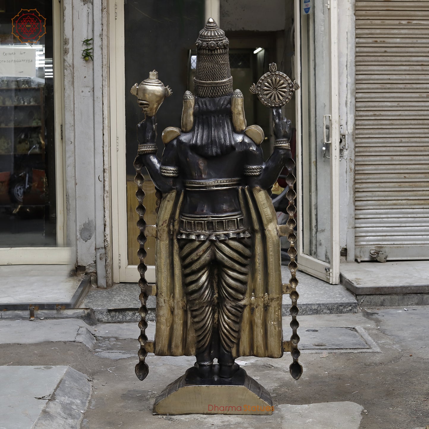 Brass Tirupati Balaji, Royal Black Patina & Golden Finish, 69"