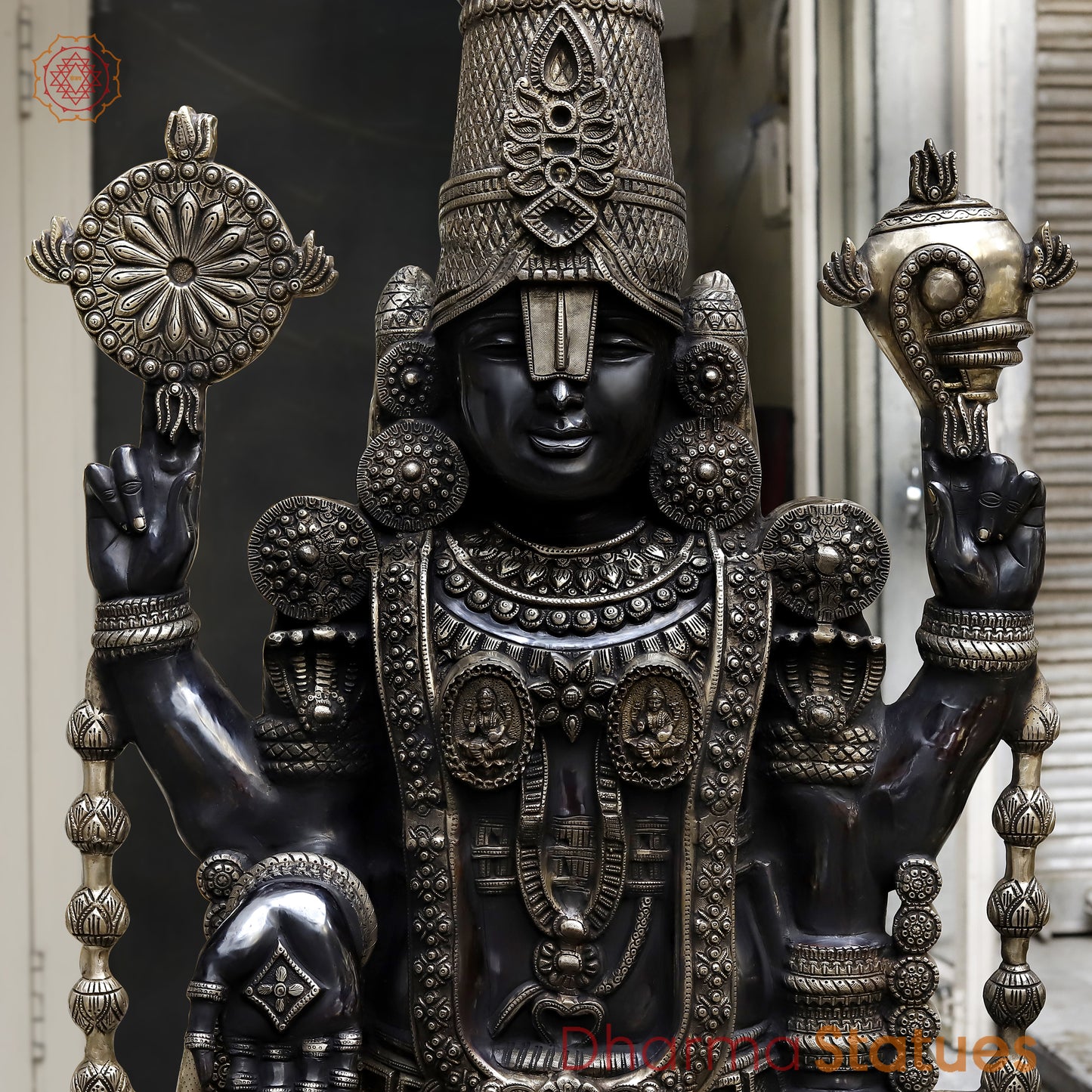 Brass Tirupati Balaji, Royal Black Patina & Golden Finish, 69"