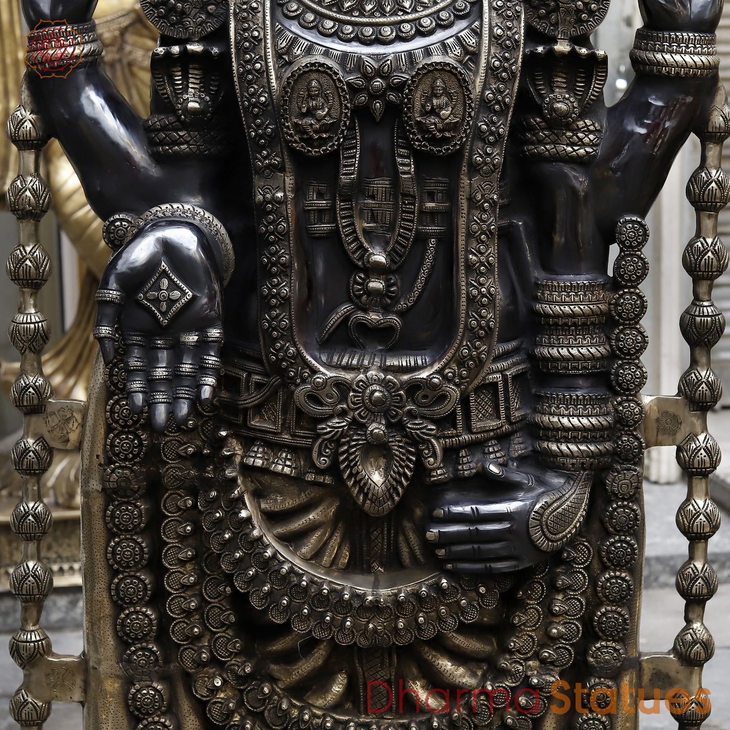 Brass Tirupati Balaji, Royal Black Patina & Golden Finish, 69"